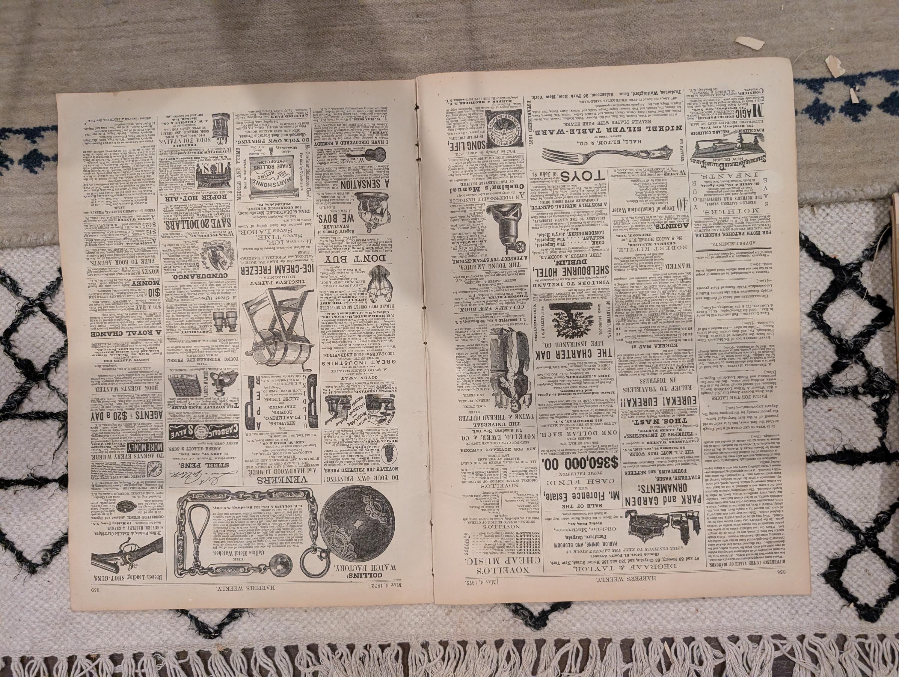 1872 Paris Pool Cafe Harper's Weekly May 04 Horace Greeley Thomas Nast