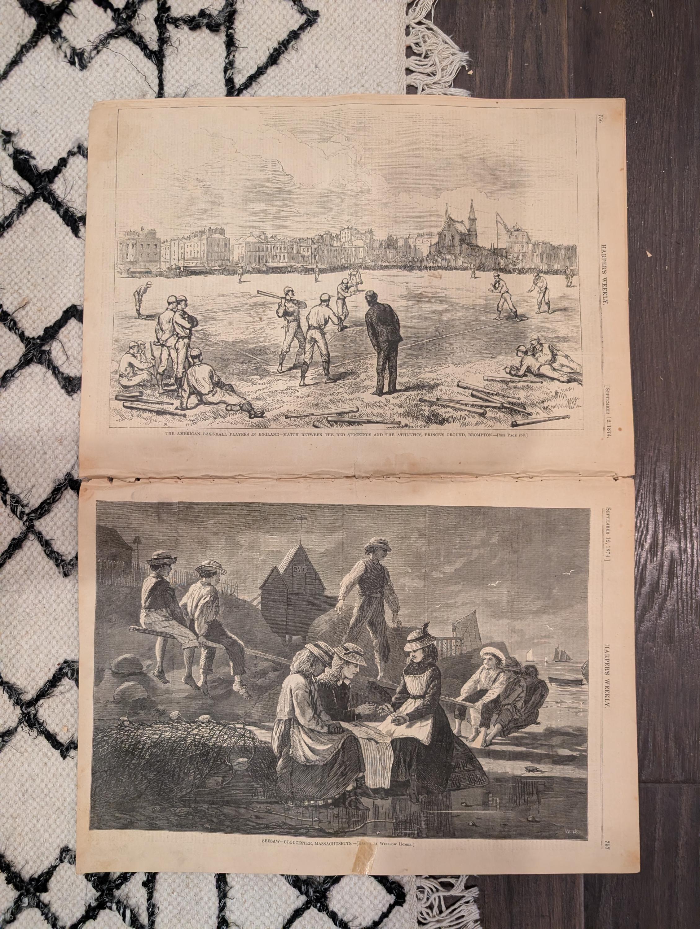 1874 Winslow Homer Seesaw Gloucester, Baseball in England — Sep 12