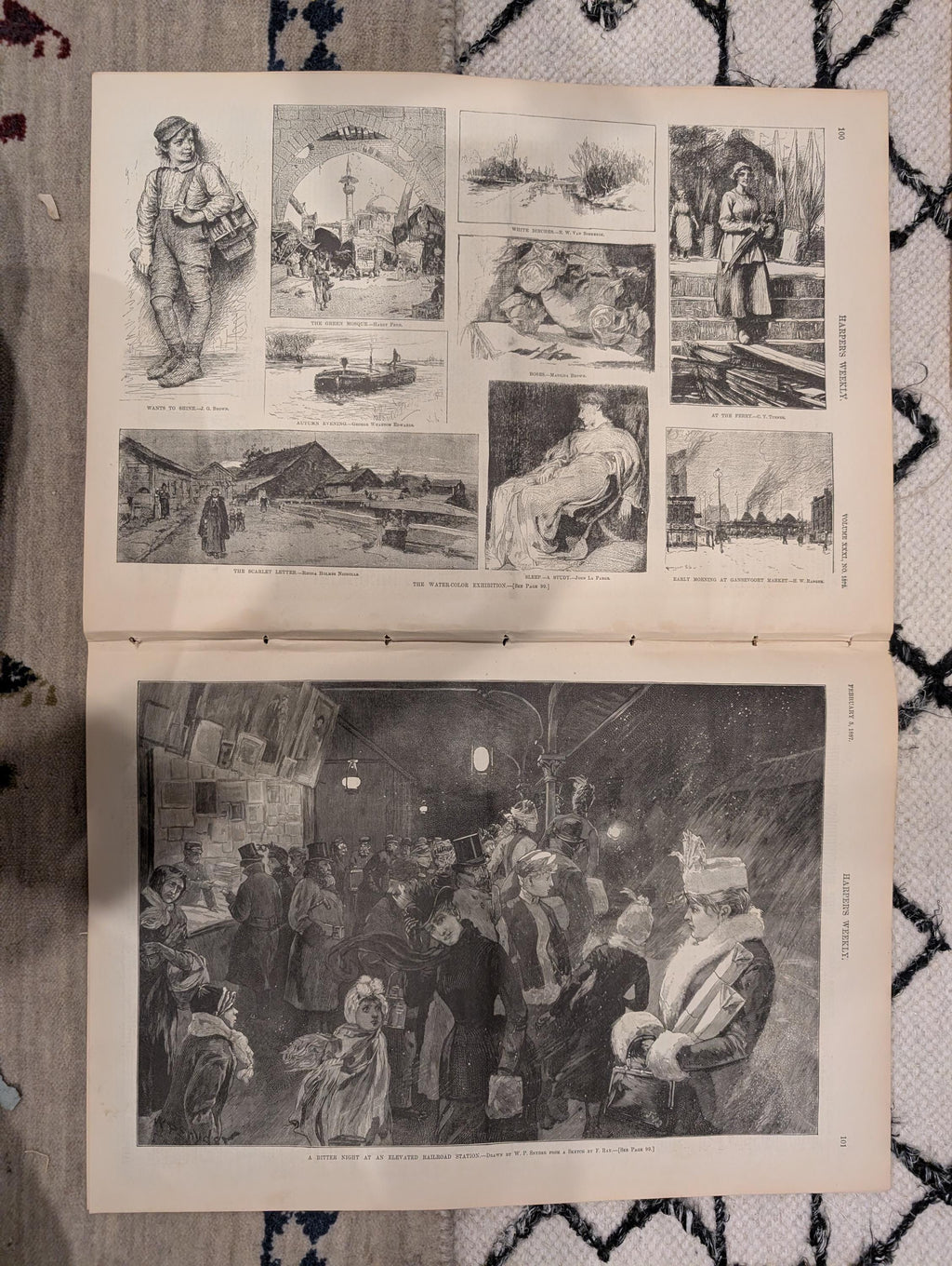 Harper’s Weekly – February 5, 1887, Original  • “Twist the Lion’s Tail” Front Page • Ice Carnival at St. Paul • Doublepage Centerf