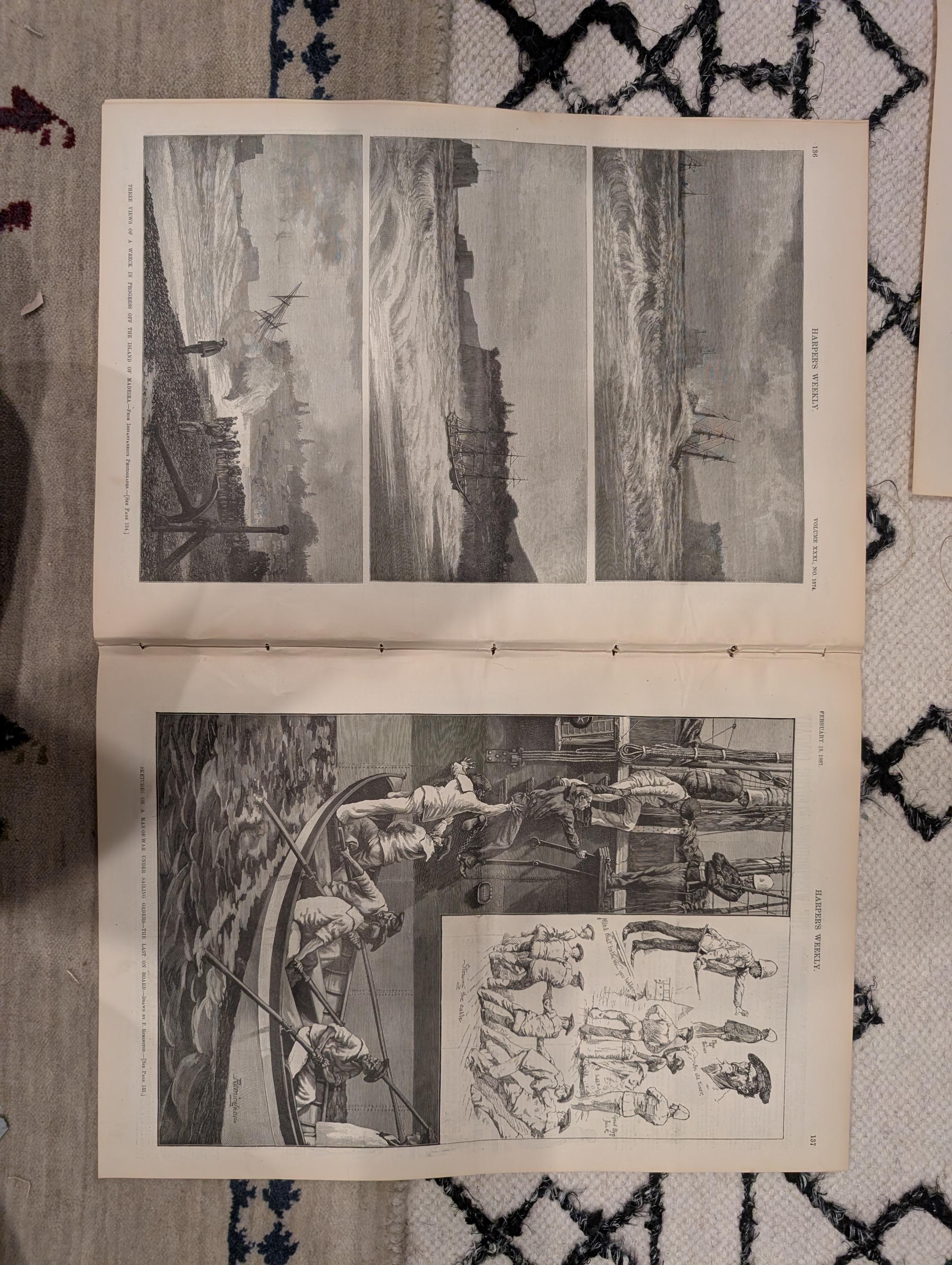Harper’s Weekly – February 19, 1887, Original • Bismarck Front Page • Frederic Remington Plate • Railroad Disaster • Winter Canad