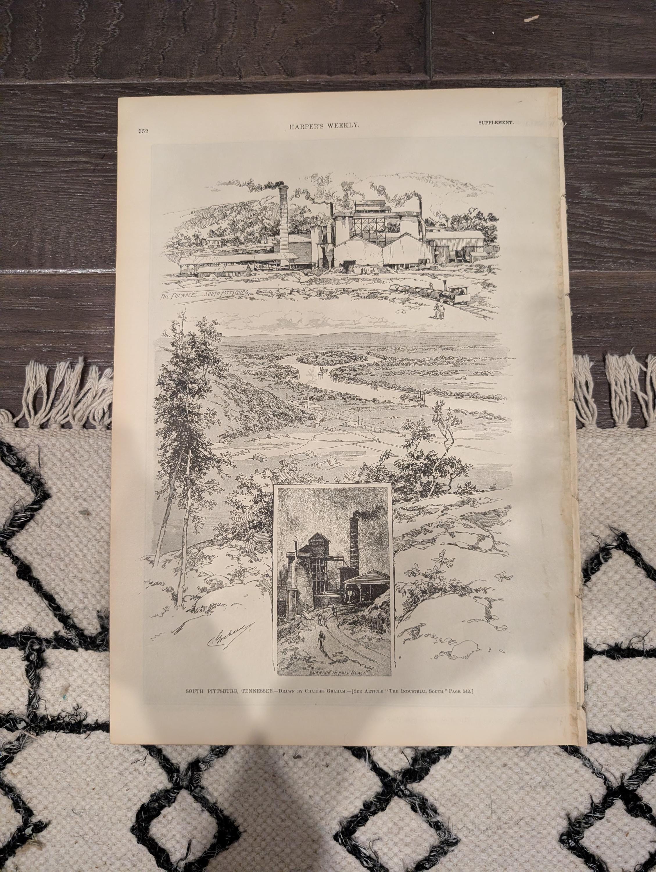 Harper’s Weekly July 30, 1887 – Mormon Temples in Utah, Marblehead Views, Dakota Harvest + South Pittsburg Supplement – Complete Issue
