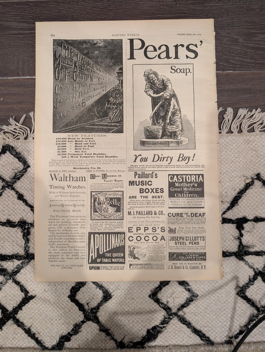 Harper’s Weekly – March 19, 1887 – Henry Ward Beecher Funeral, Geronimo’s Son, Cavalry Charge Centerfold, Fires, Portraits, & More