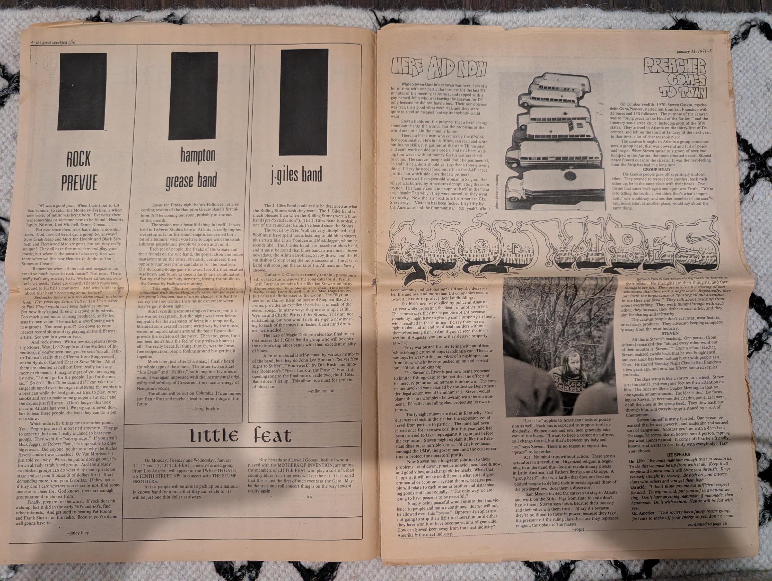 The Great Speckled Bird | January 11, 1971 | Underground Newspaper | Black Panther Trial, Nixon, CIA & Dope, Hampton Grease Band