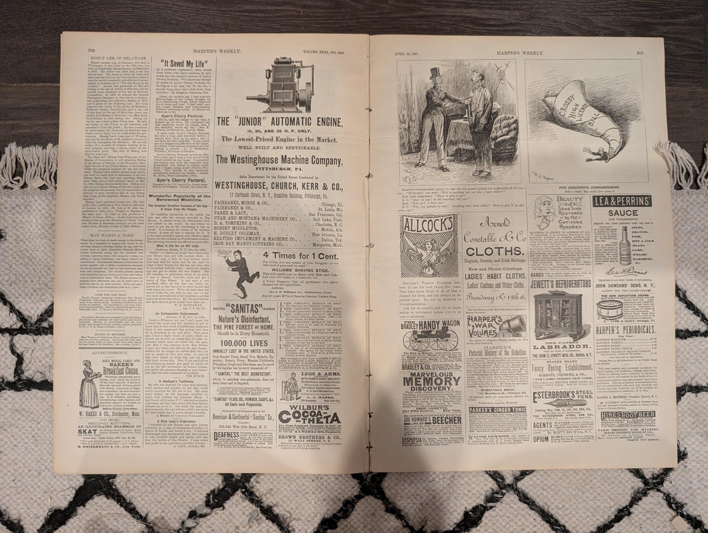 Harper’s Weekly April 23 1887 – Prairie Letter-Box, Denver Centerfold, Remington, Whitman, St. Augustine Fire