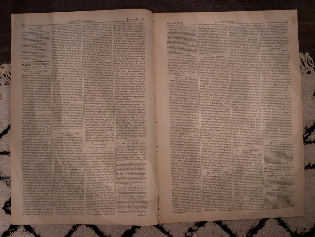 Harper’s Weekly August 15 1868 Thomas Nast Reconstruction Castle Garden Maryland Flood Zouaves Virginia Hunting