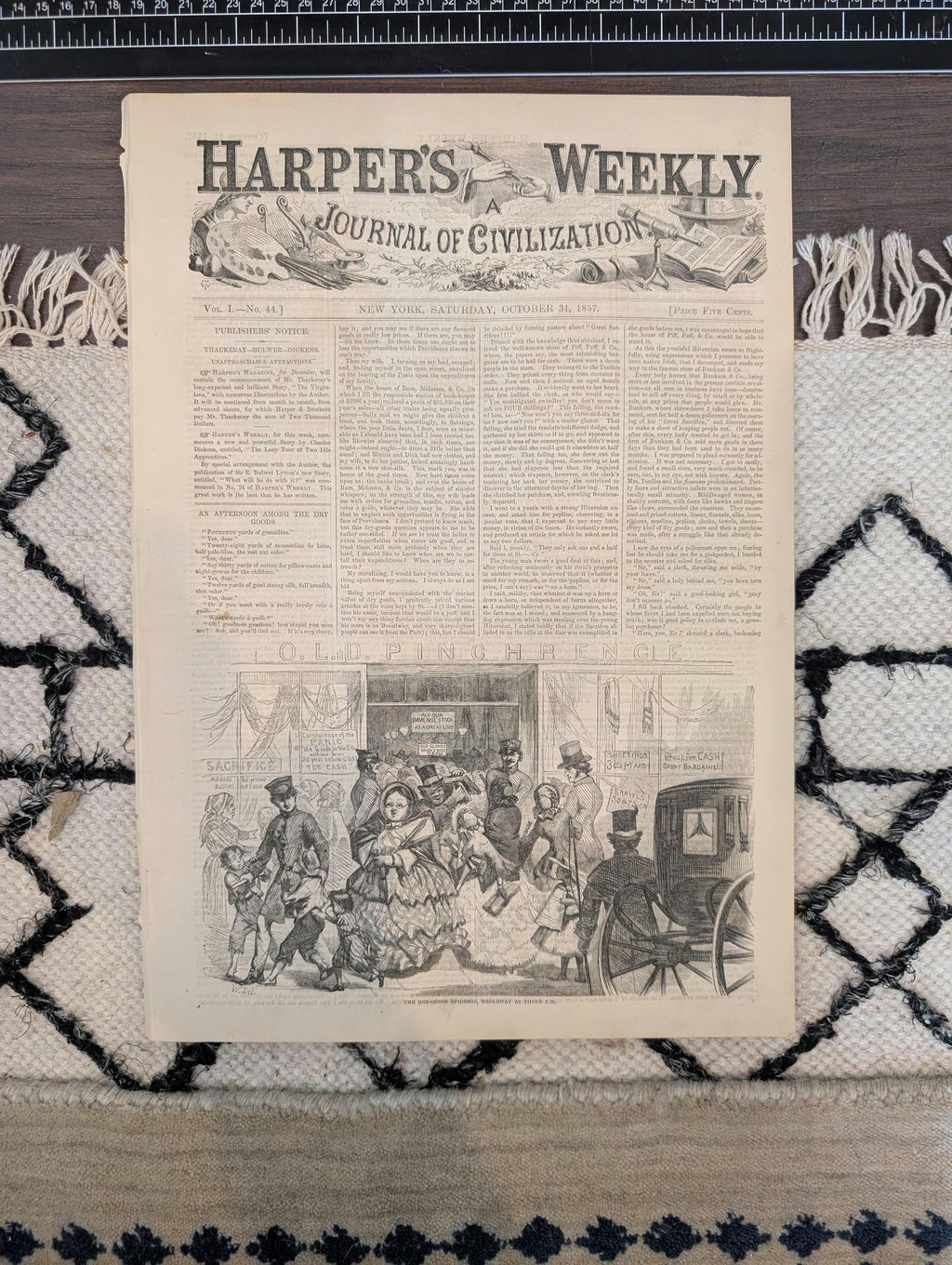 1857 Charles Dickens Harper's Weekly October 31 Panic of 1857 Wall Street