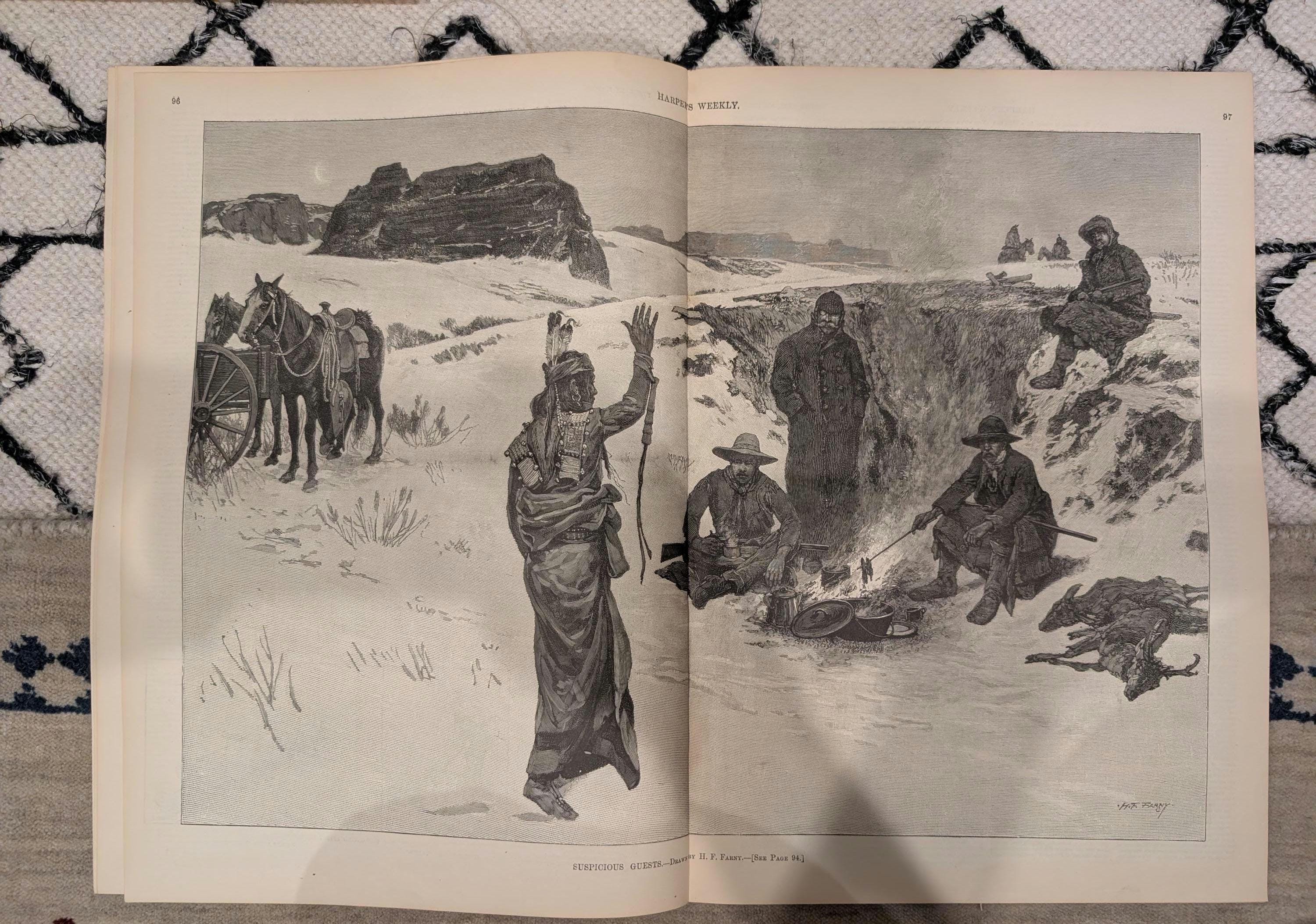 Harper’s Weekly – February 5, 1887, Original  • “Twist the Lion’s Tail” Front Page • Ice Carnival at St. Paul • Doublepage Centerf