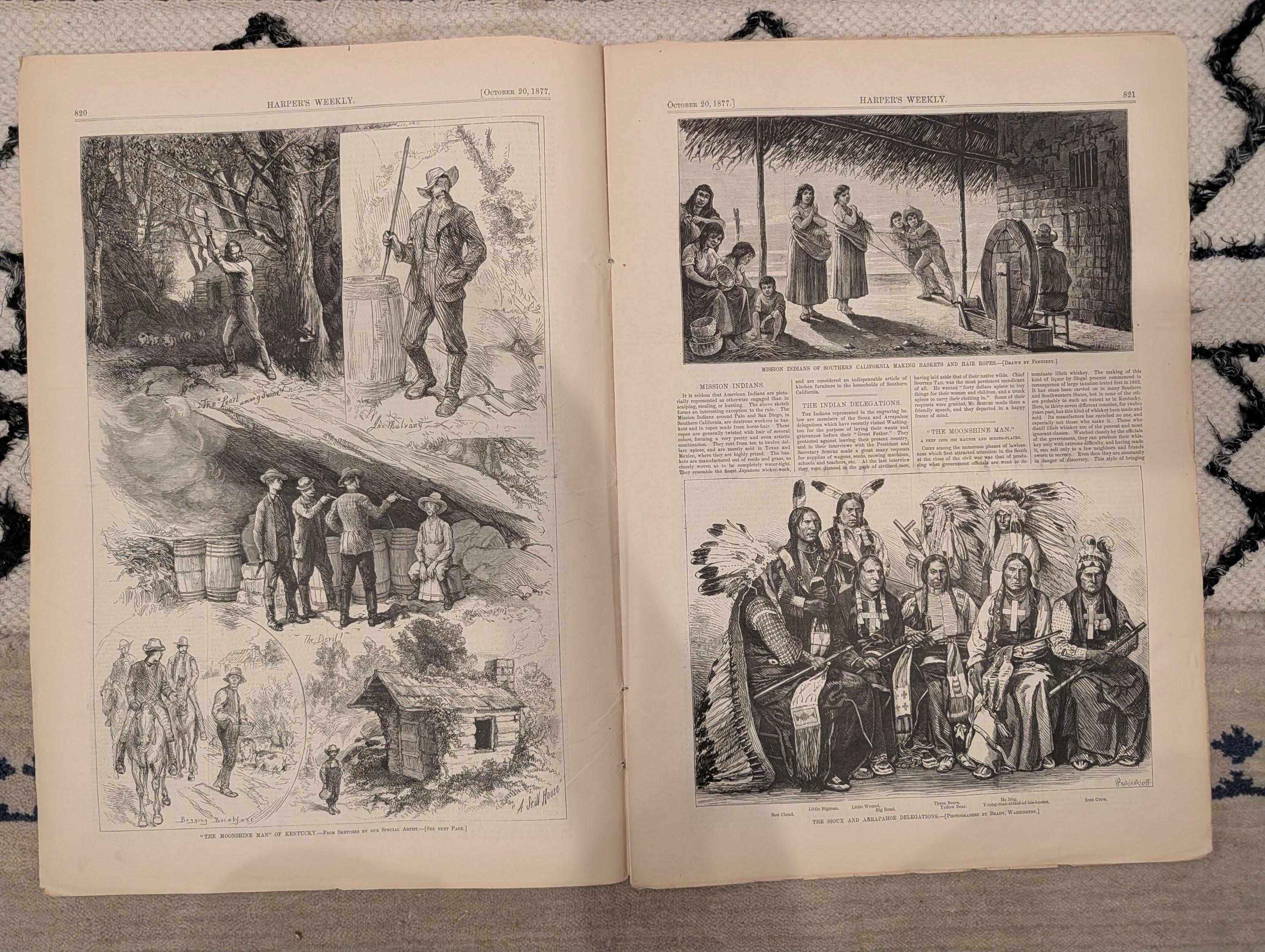 1877 Red Cloud Sioux Delegation, Moonshine Kentucky, China Famine — Oct 20