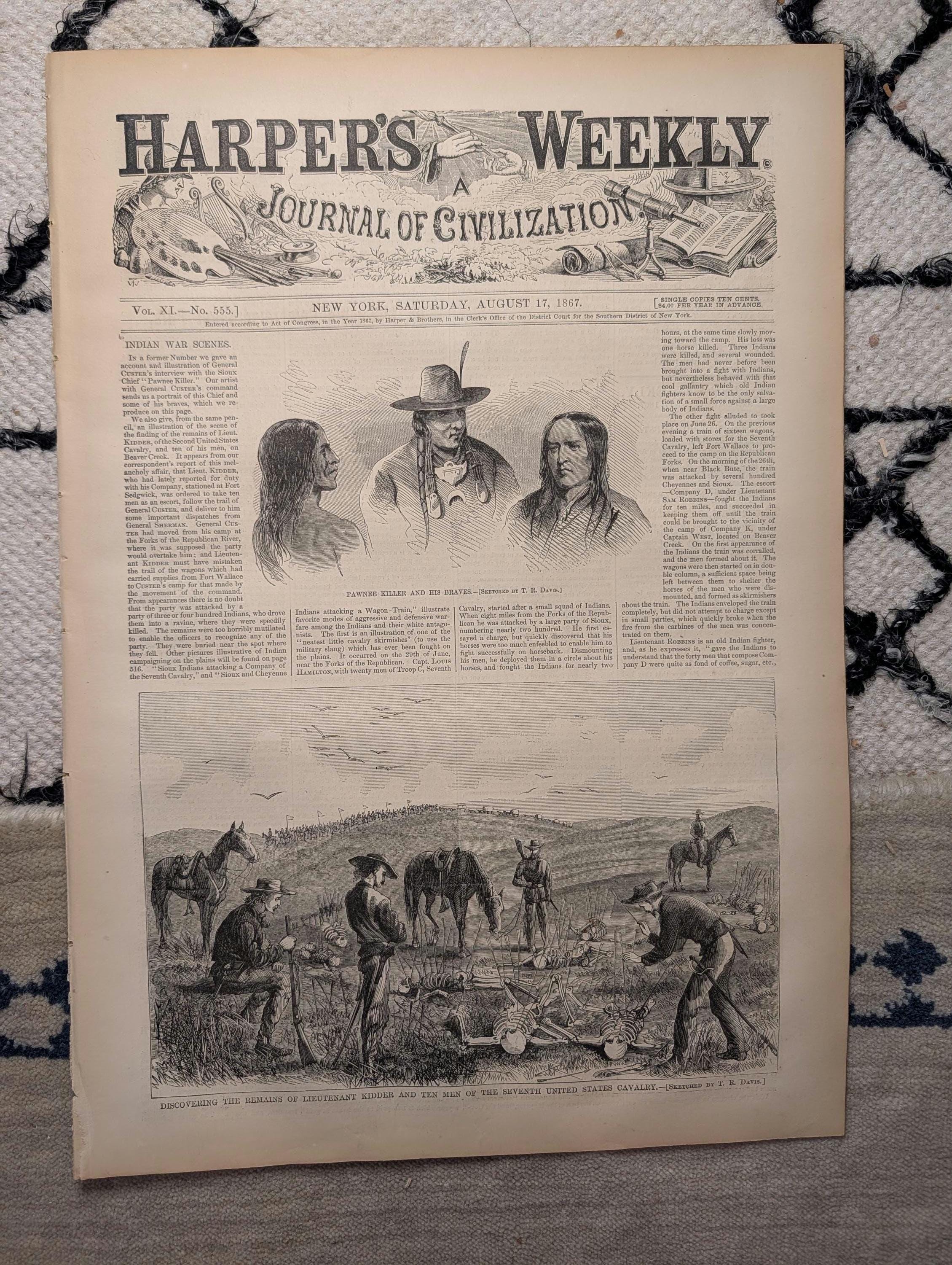 1867 Custer Finds Kidder Massacre, Sioux Attack Wagon Train — Aug 17
