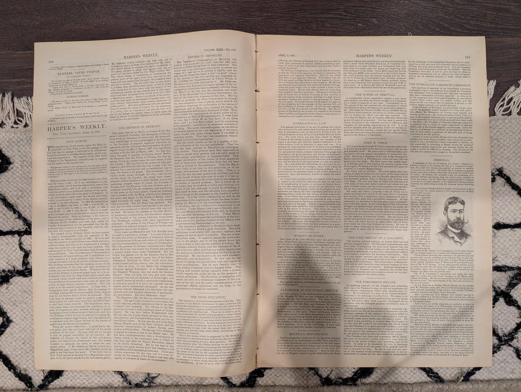 HARPER’S WEEKLY — April 2, 1887 — Mark Twain Bust, Republican Elephant, Casemate Fort Firing, Papago Indians, Ship in Storm