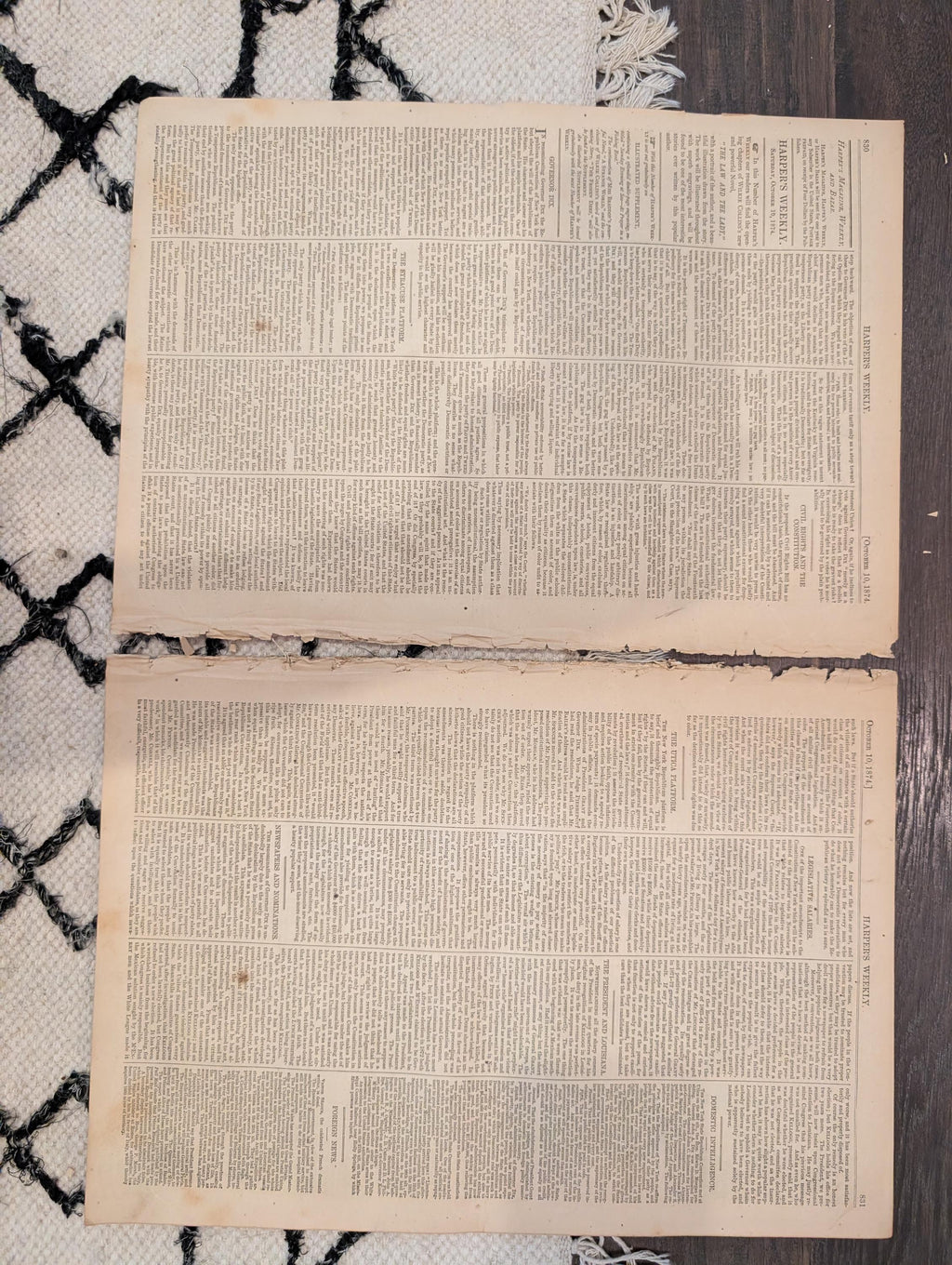 1874 Wild Boar Hunt Centerfold, Louisiana Outrages, Rifle Match — Oct 10