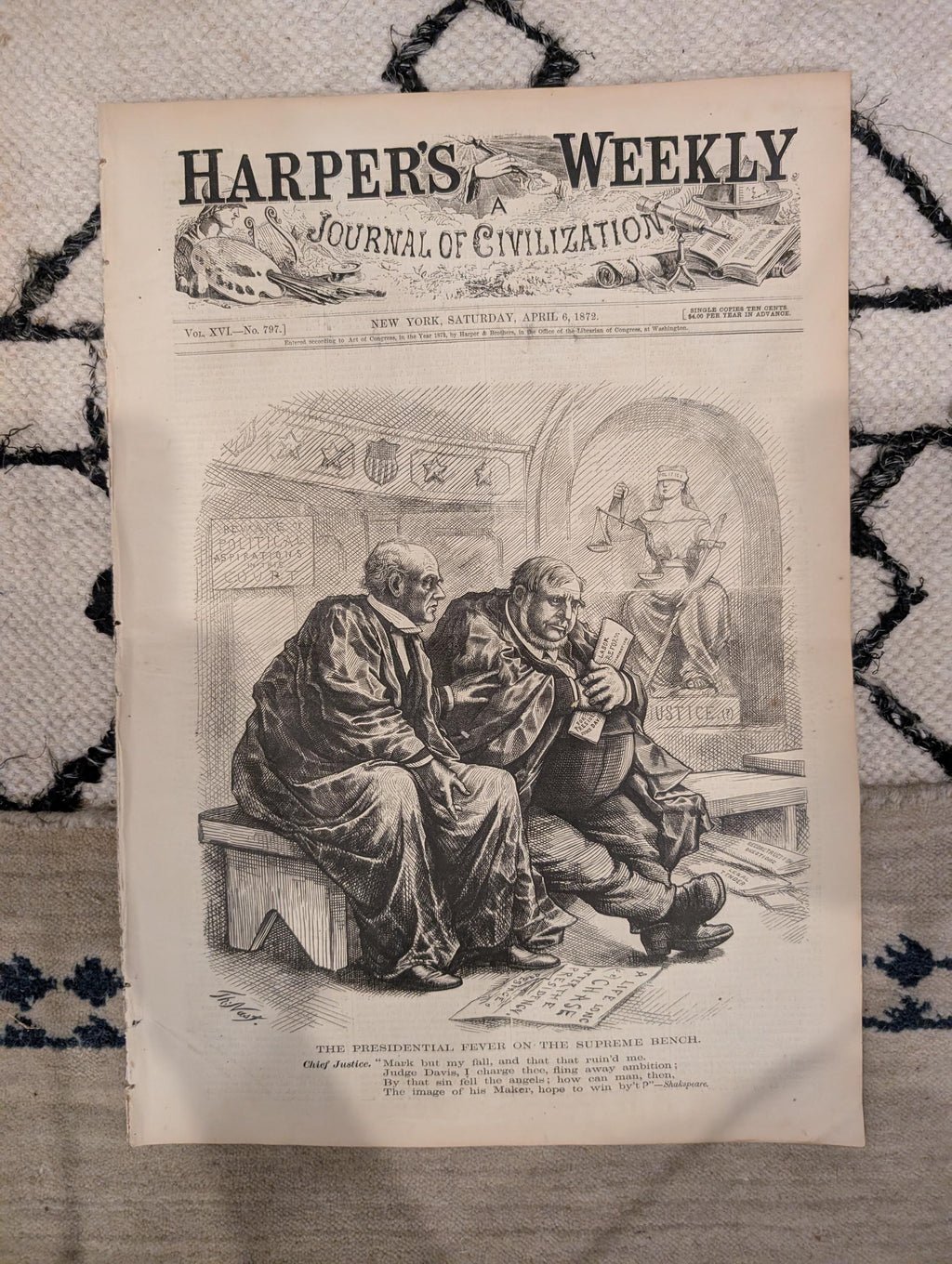 1872 April Fools Day Harper's Weekly April 06 Nast Supreme Court