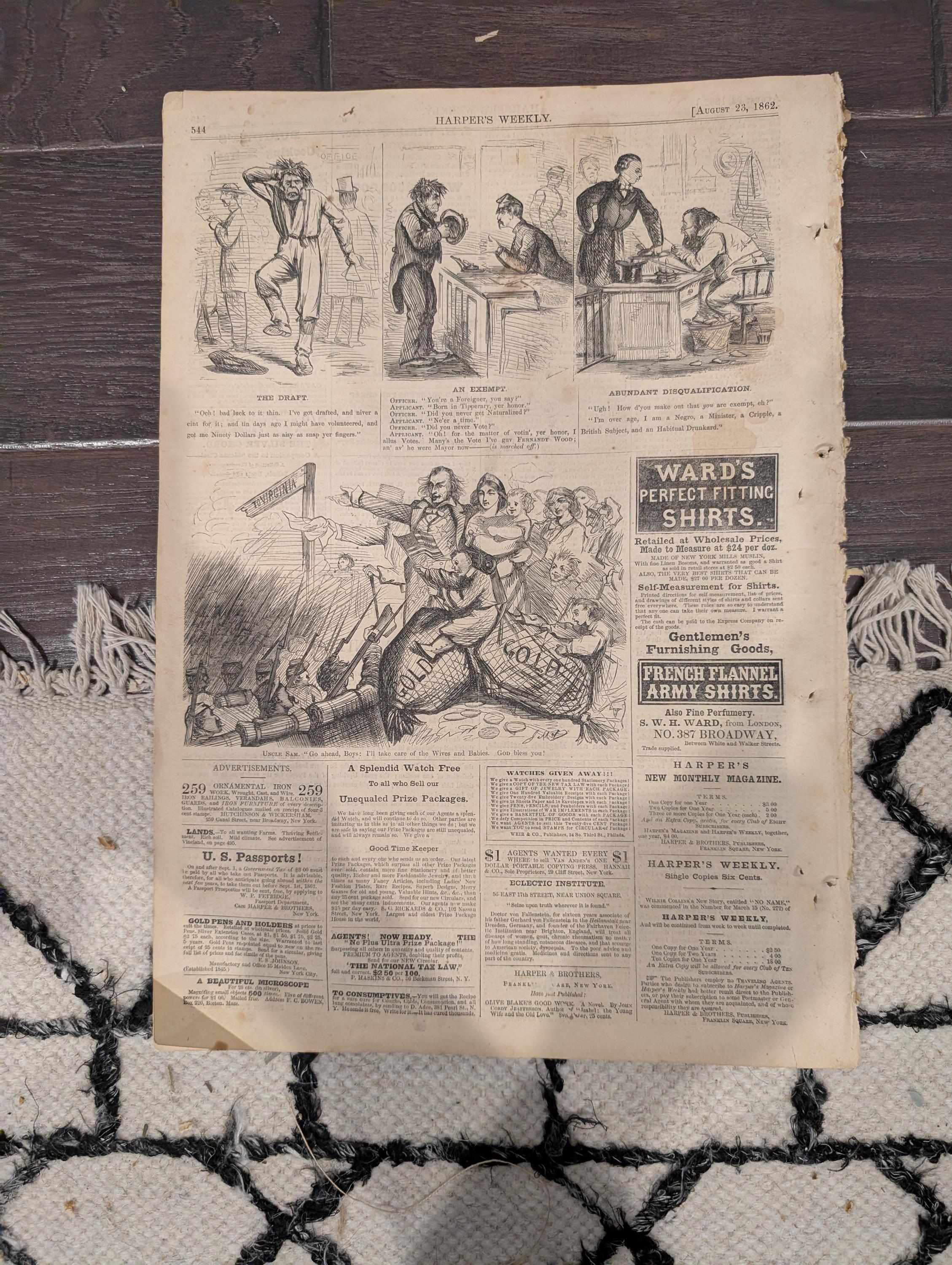 Harper’s Weekly August 23 1862 Civil War Capitol War Meeting Ironclads Harrison’s Landing Newspaper
