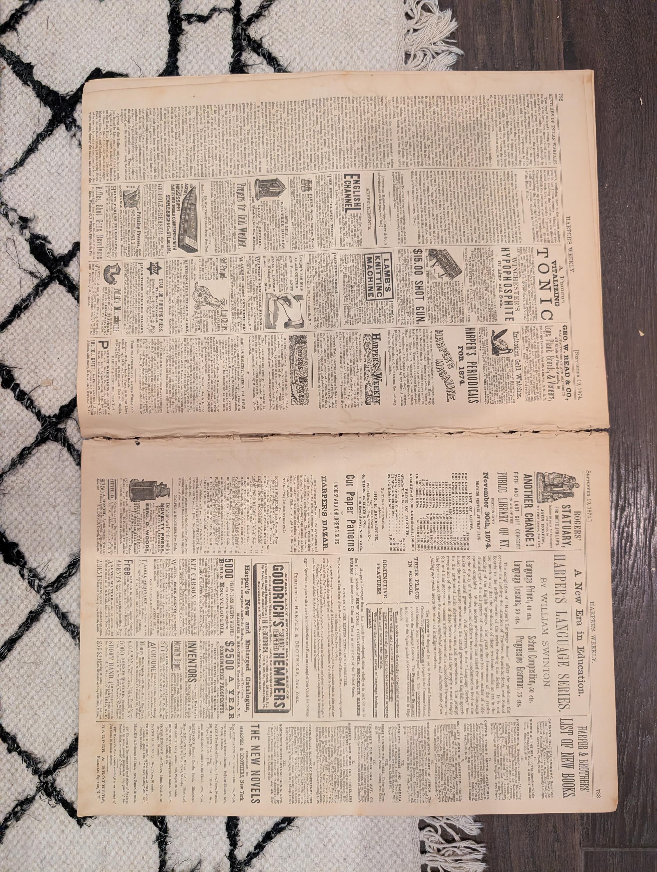 1874 Winslow Homer Flirting Sea-Shore, Nast Centerfold, Indians — Sep 19