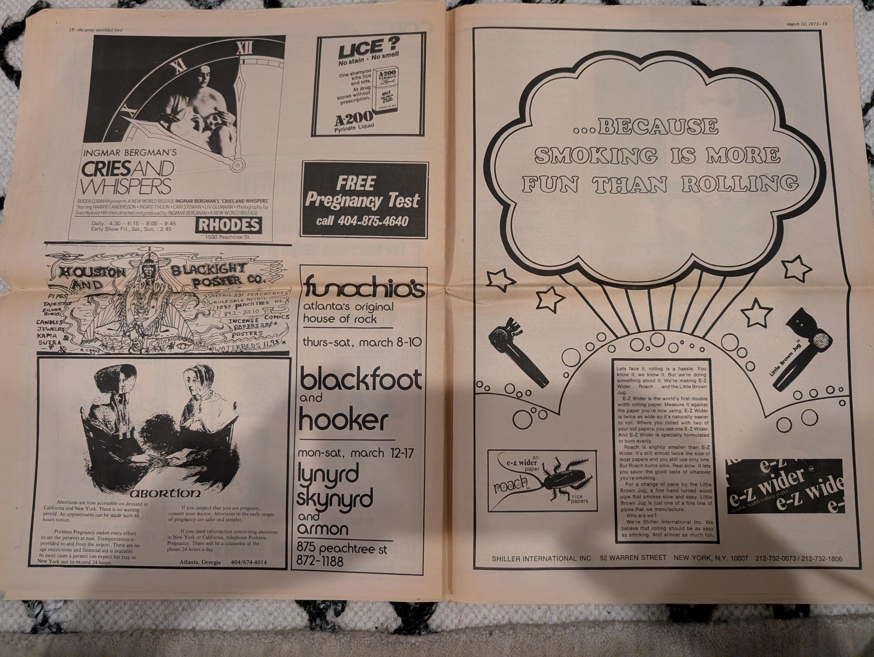 Vintage Underground Newspaper – The Great Speckled Bird – March 12, 1973 – International Women’s Day, UFW, Labor & Protest History