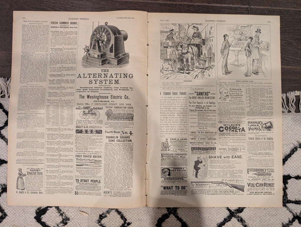 Harper’s Weekly — July 2, 1887 — Military Encampment Scenes, Yachting, Mexican Coast, Famous Jacob Sharp Trial, Howard Pyle, Architecture &