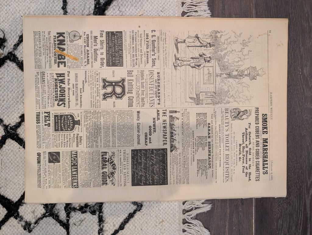 1881 Nast "Ring Out Old Ring in New," New Year's Prosperity Adversity, Nubia Cave — Jan 8
