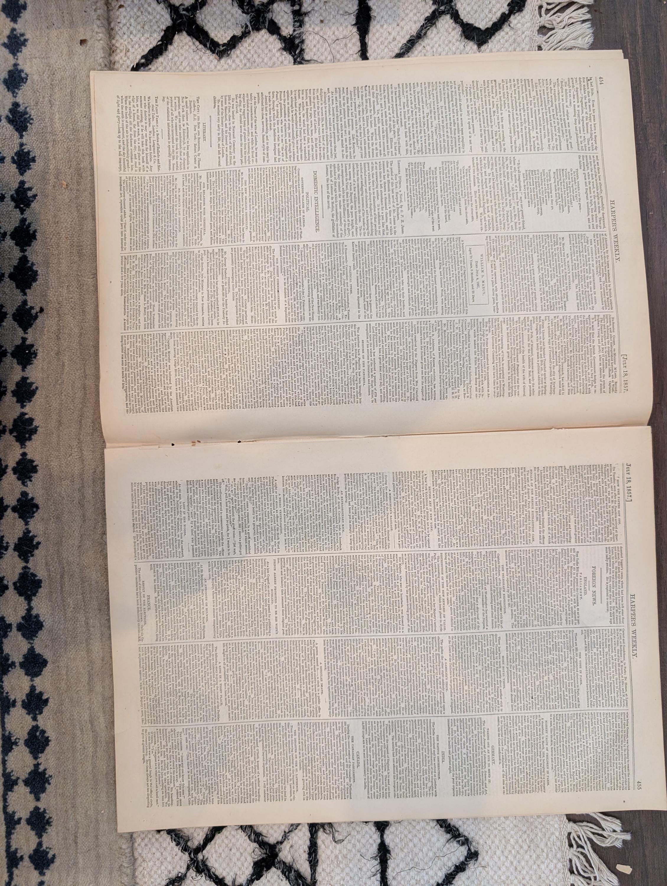 1857 Queen Victoria Harper's Weekly July 18 Hebron Holy Land William Marcy