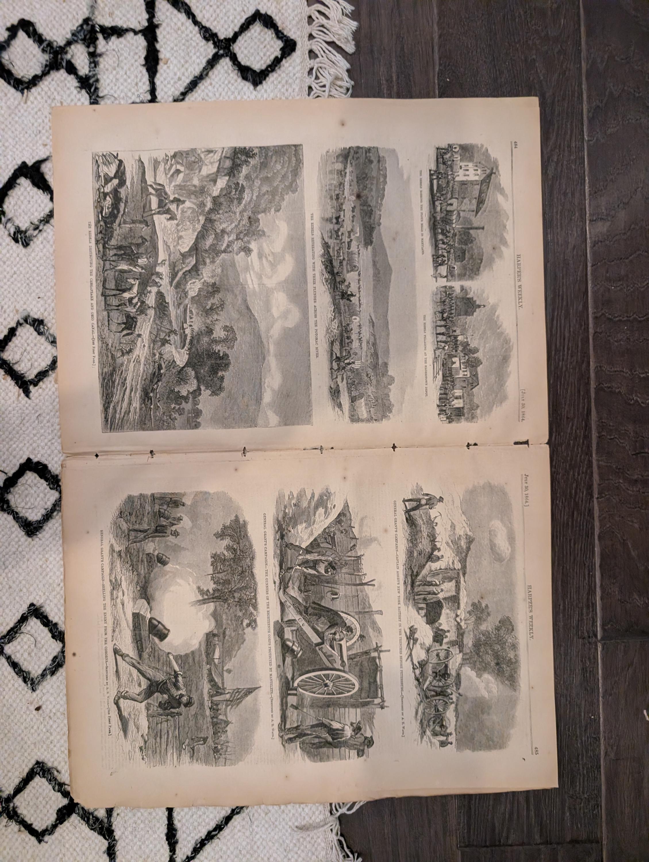 1864 Maryland Rebel Raid Harper's Weekly July 30 Petersburg Trenches