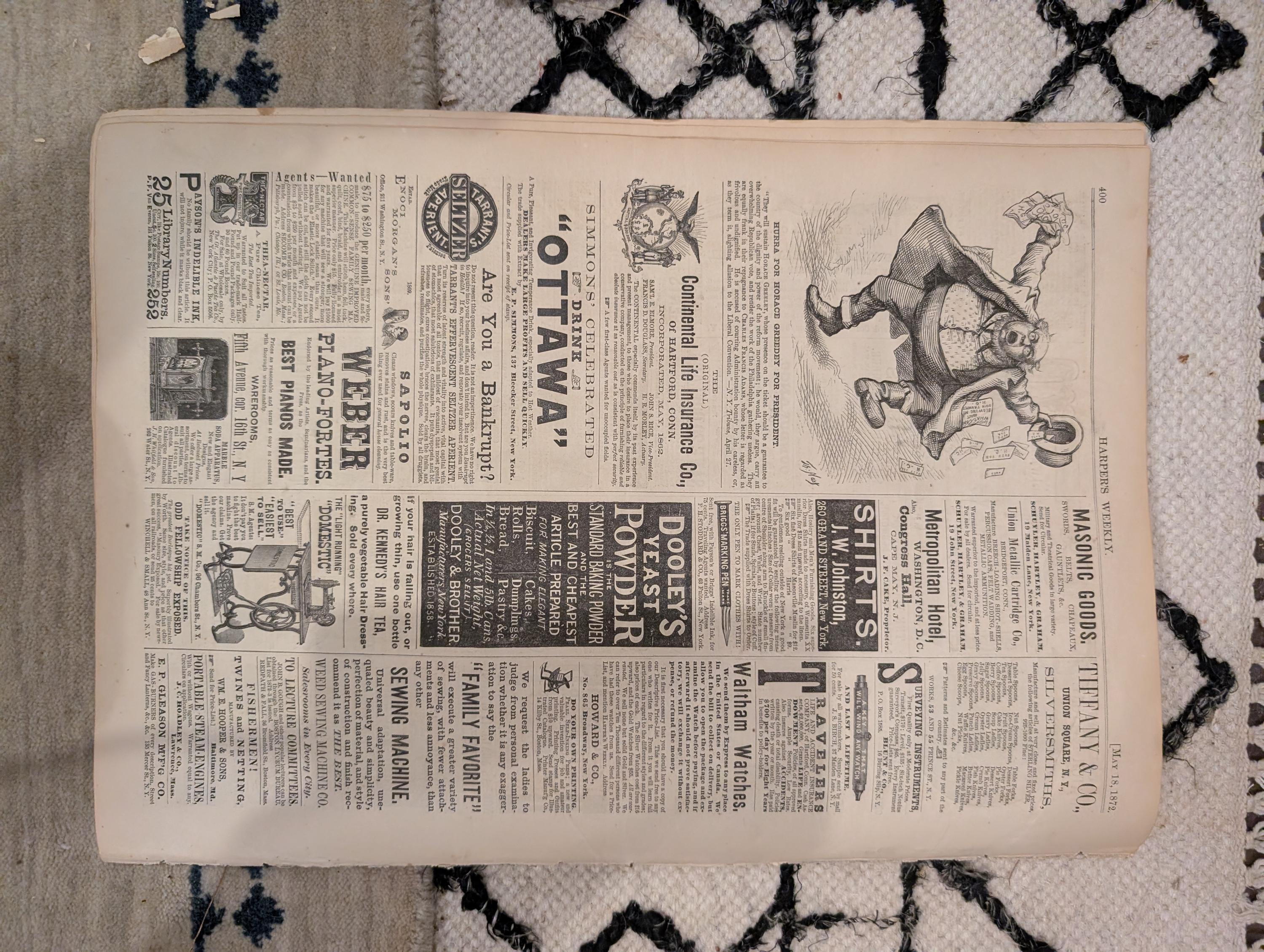 1872 Horace Greeley Harper's Weekly May 18 Negro Life in the South Nast