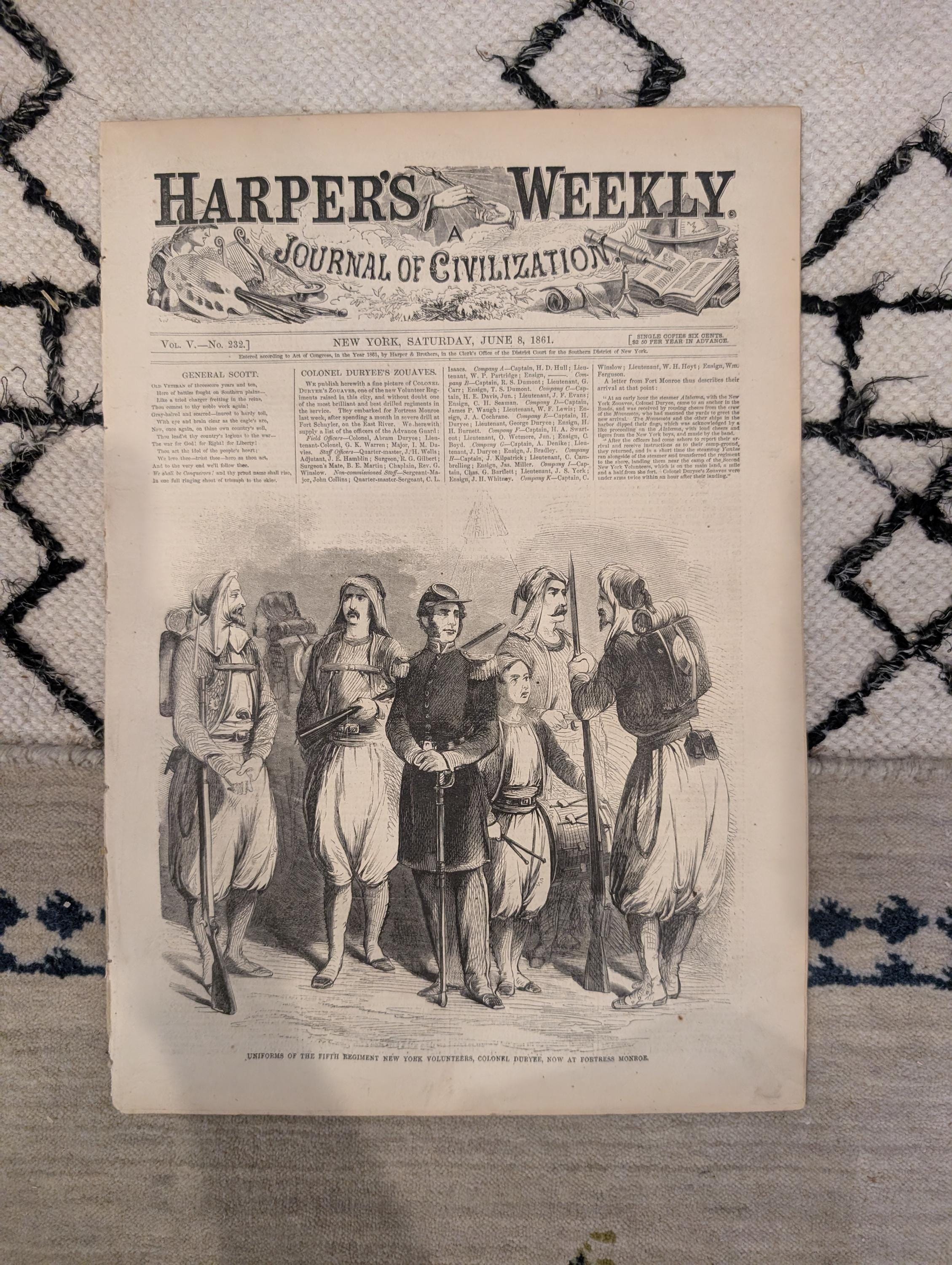 1861 Winslow Homer Long Bridge Harper's Weekly June 08 Ellsworth Zouaves