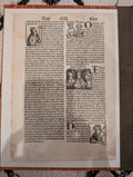 1496 Nuremberg Chronicle Leaf – Original Incunable with Woodcut Portraits of Pope, Clerics & Nobles, Gothic Script