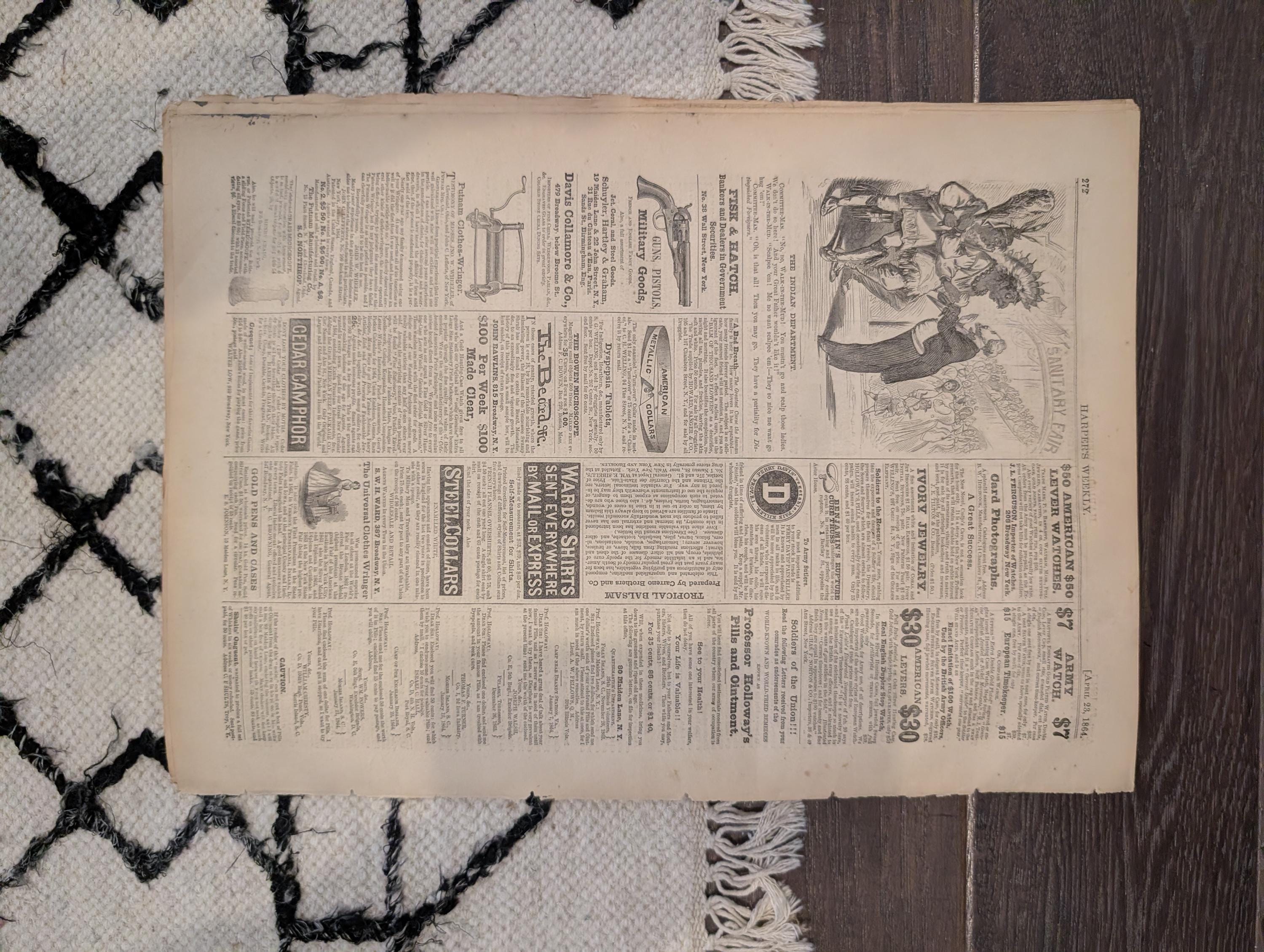 Harper's Weekly 1864 Metropolitan Fair April 23 Indian War Dance