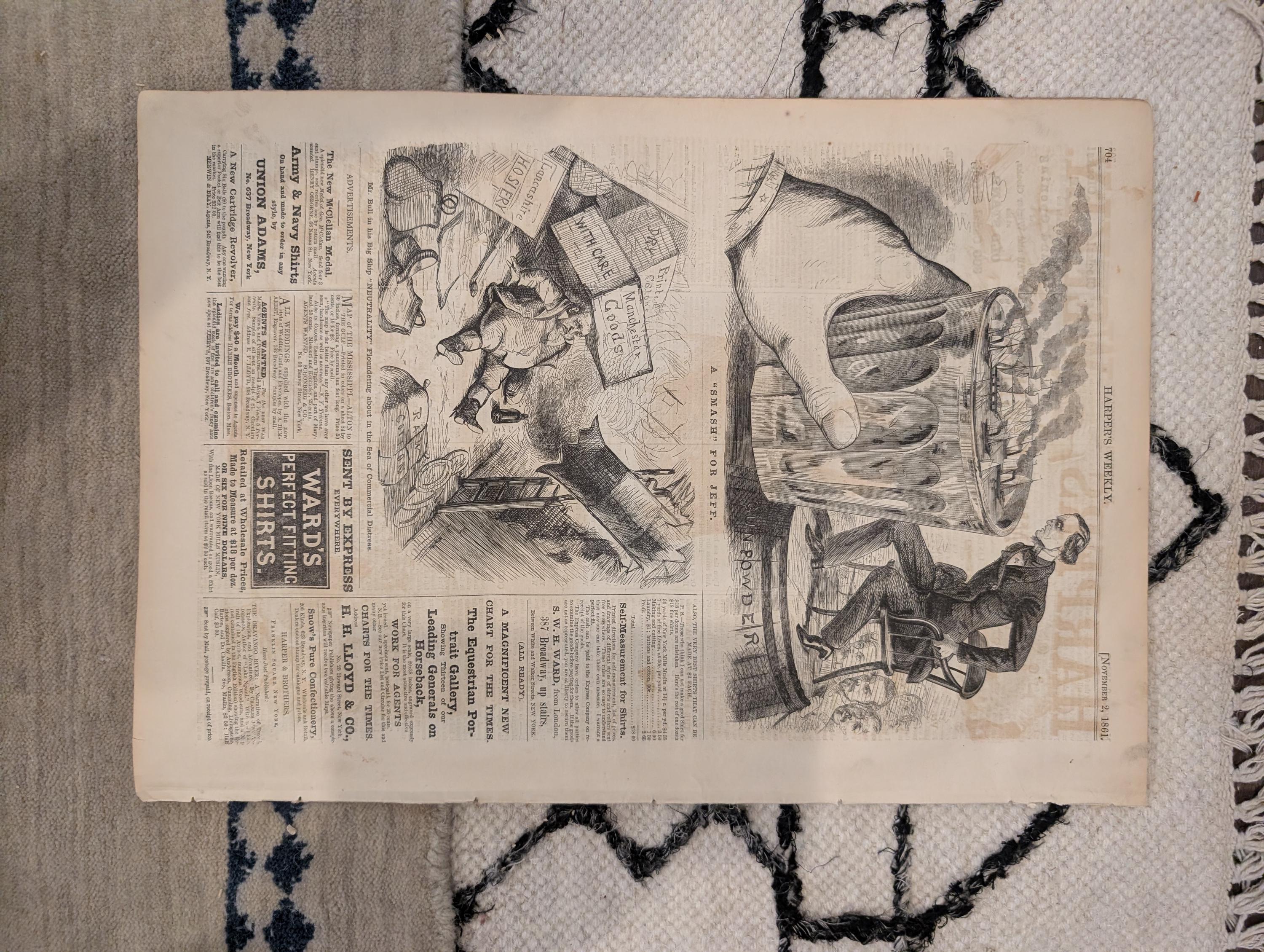 1861 Ironclad Merrimac Harper's Weekly Nov 02 Port Royal Expedition Submarine