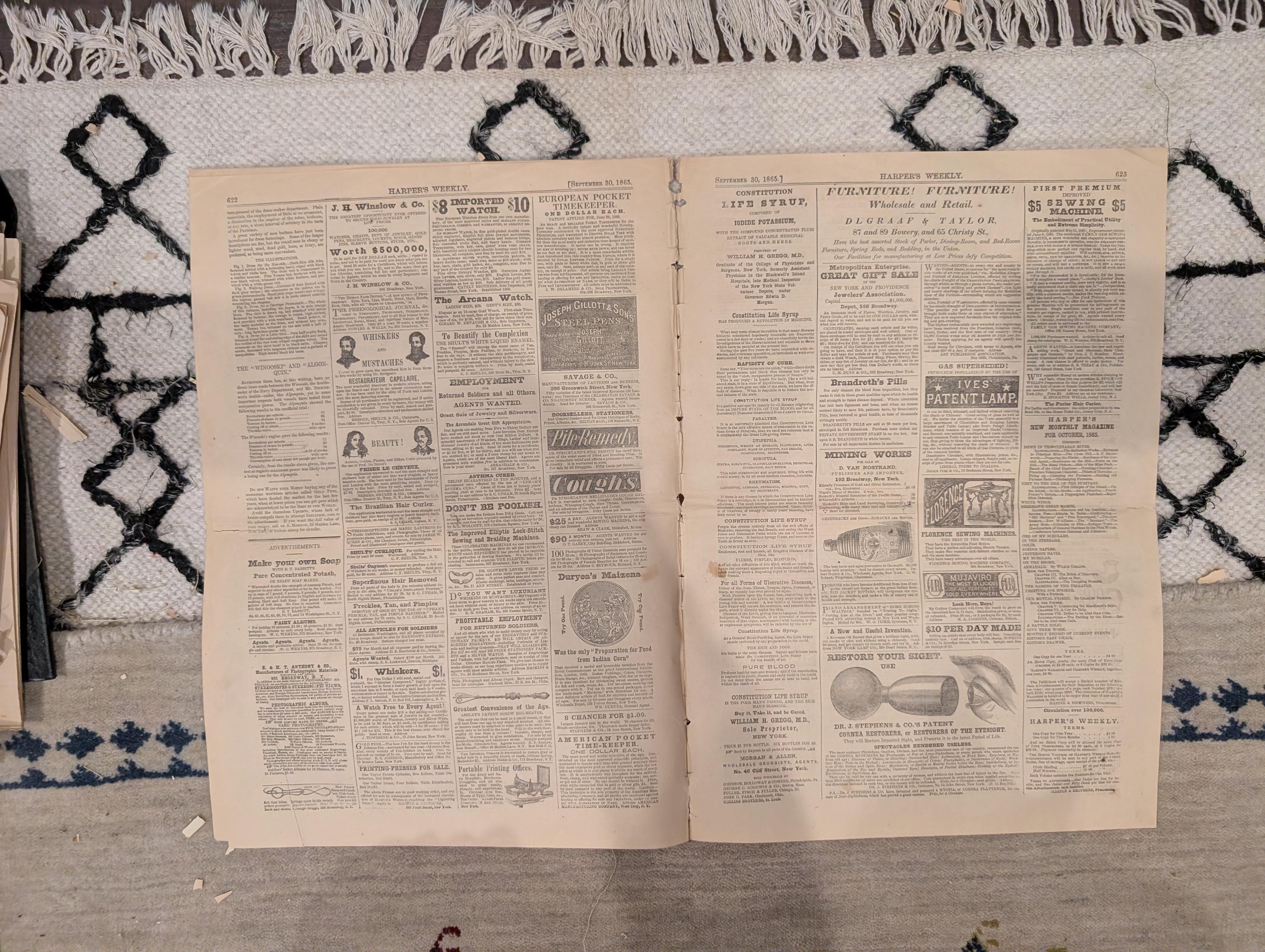 1865 Harper's Weekly — Amy Spain Hanging, Freedmen's Village, Naval Festival, Sept 30