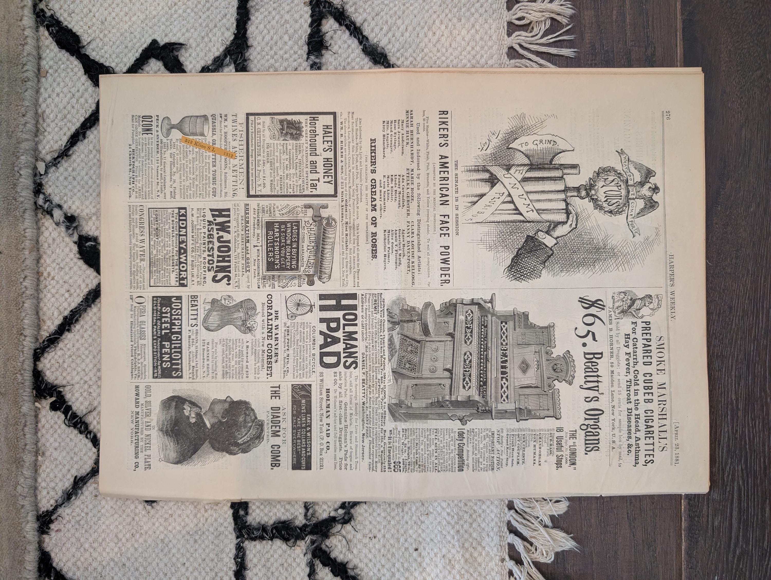 1881 Nast Double Issue, California Bee Ranch, Czar Assassination Scene — Apr 23