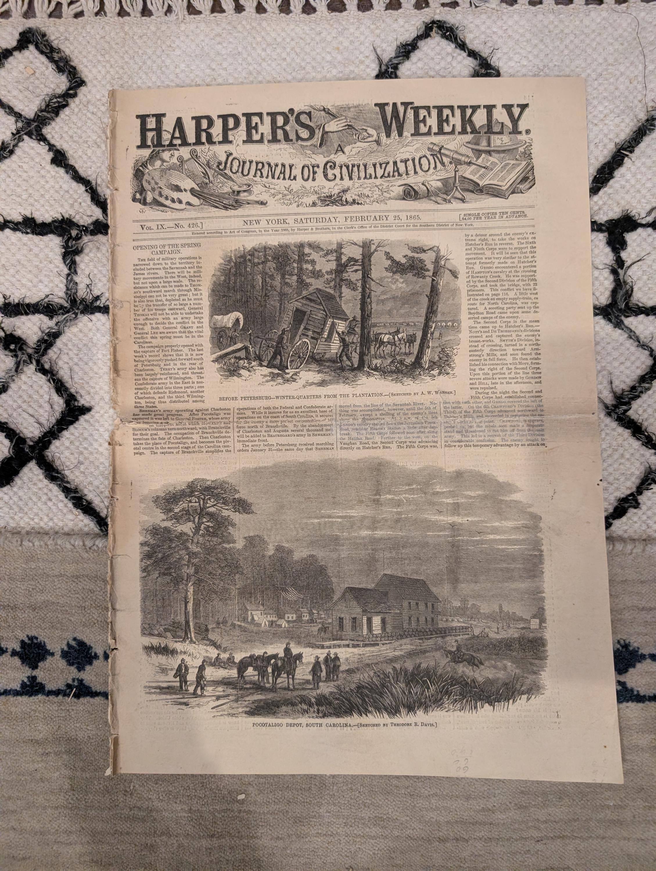 1865 John Rock Supreme Court Harper's Weekly Feb 25 Petersburg Fire