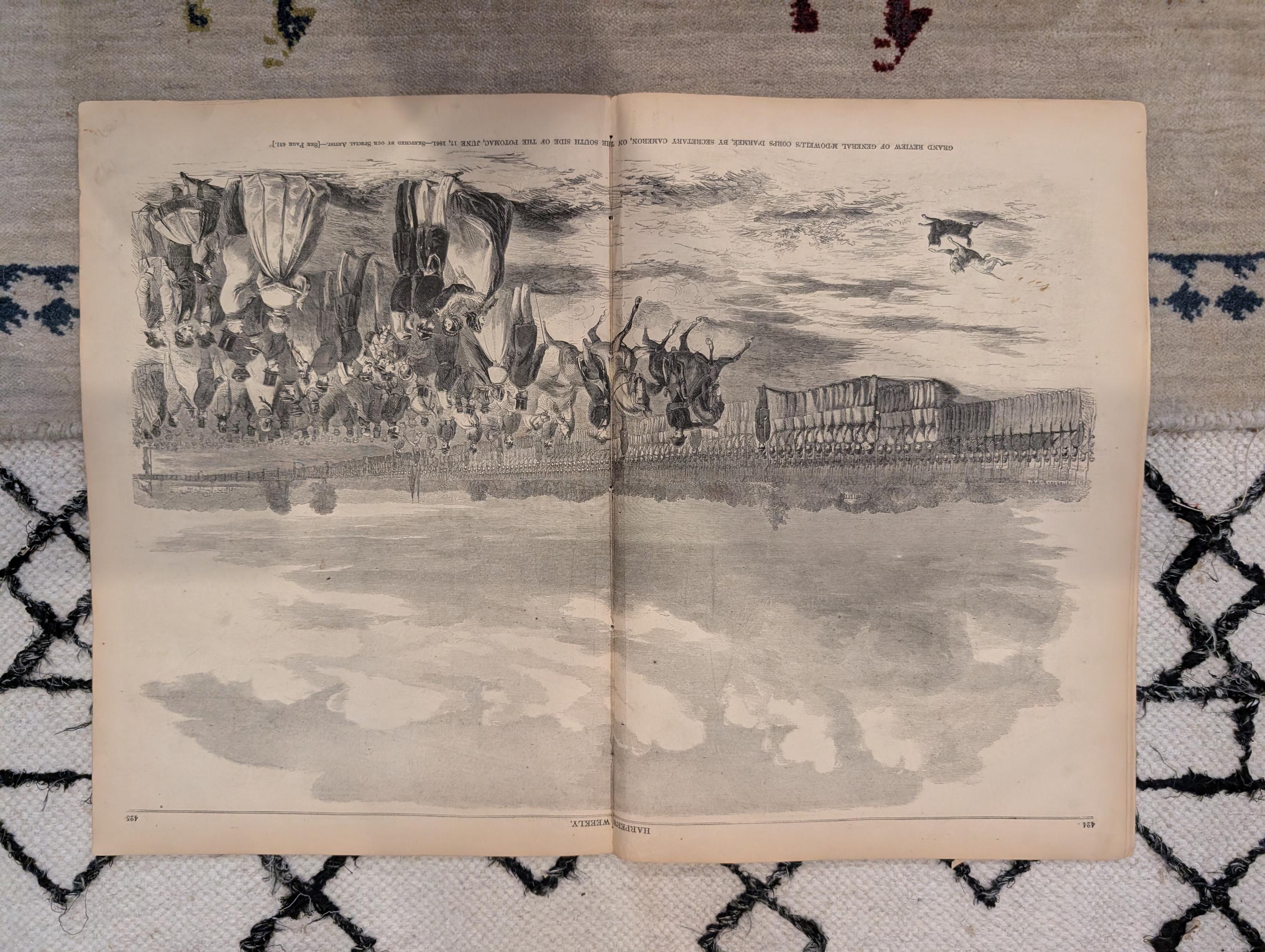 1861 Harper's Ferry Evacuation Harper's Weekly July 06 Mississippi River Map