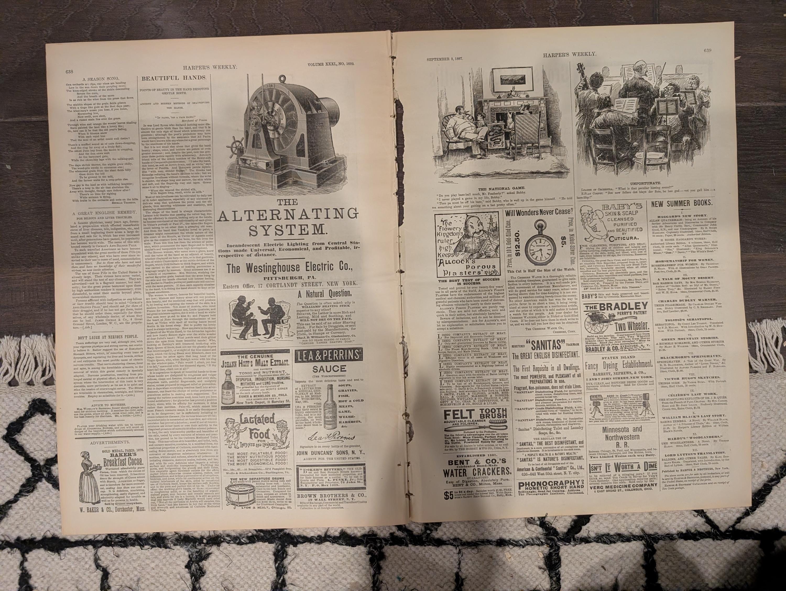 Harper’s Weekly September 3 1887 – In Pursuit of Colorow Ute War Cover, Castle Garden Centerfold, Camden Maine, Complete Issue