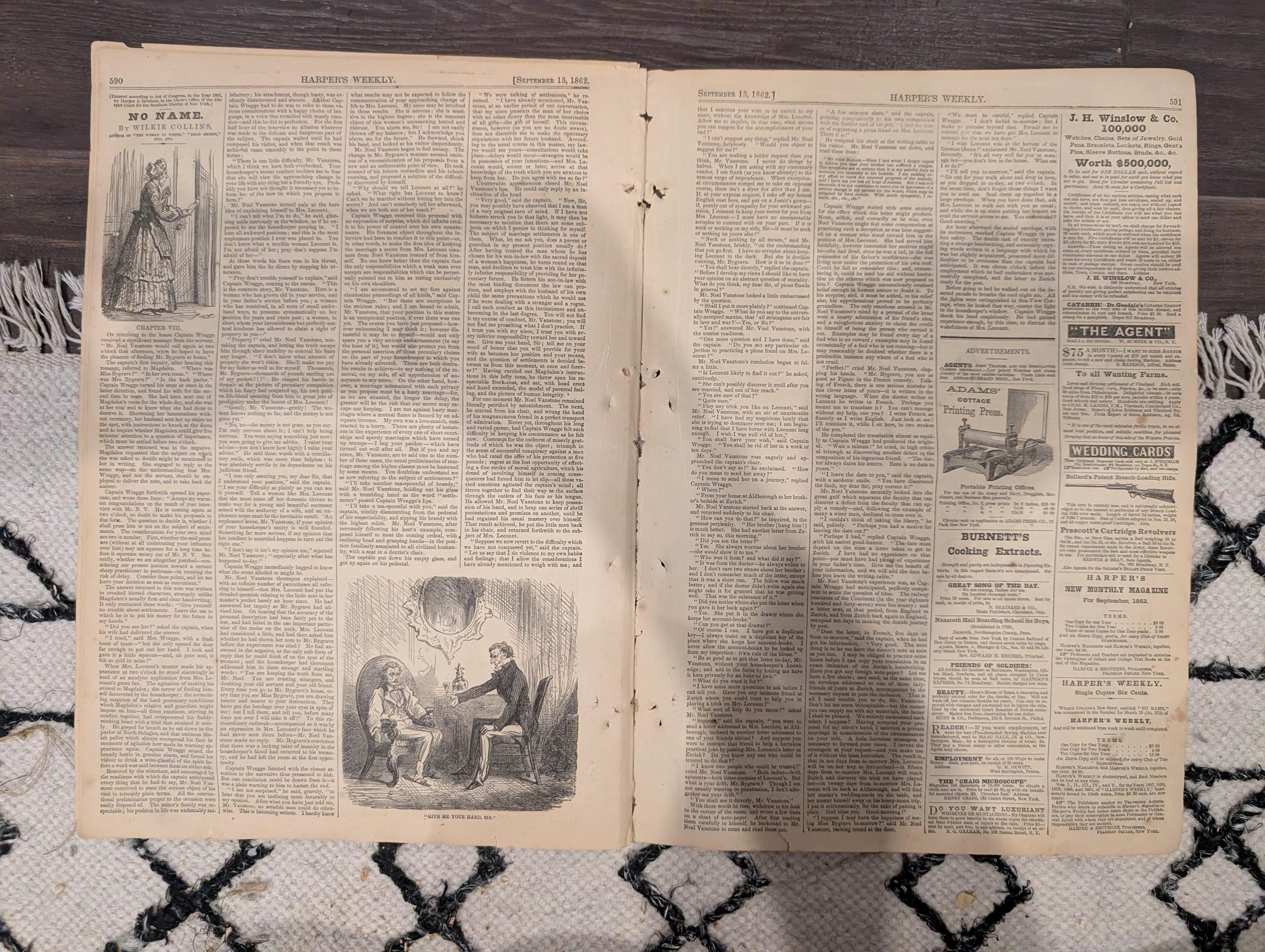 Harper’s Weekly September 13 1862 – Major-General Pope, Bull Run Content, Ironclad Navy Centerfold, Maps – Civil War Newspaper
