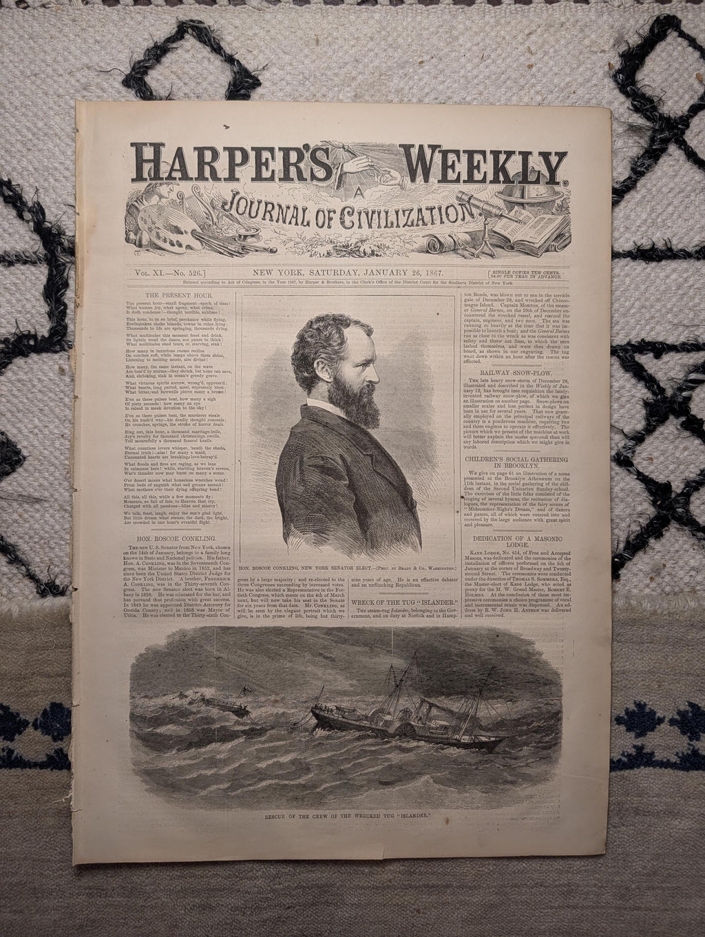 1867 Oaks Mine Disaster England, Roscoe Conkling Portrait — Jan 26