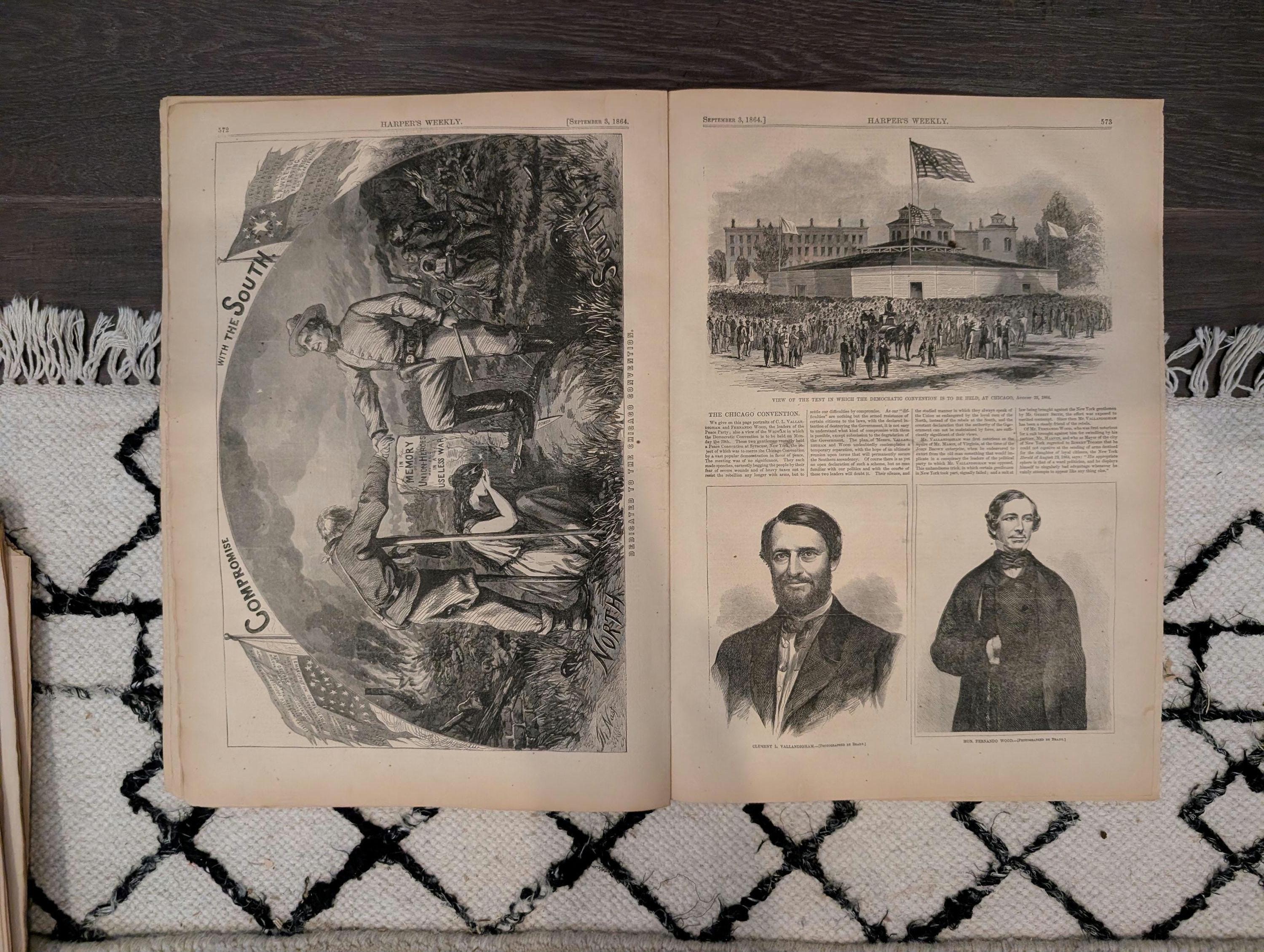 1864 Thomas Nast Compromise With The South Harper's Weekly September 03 Farragut Mobile Bay