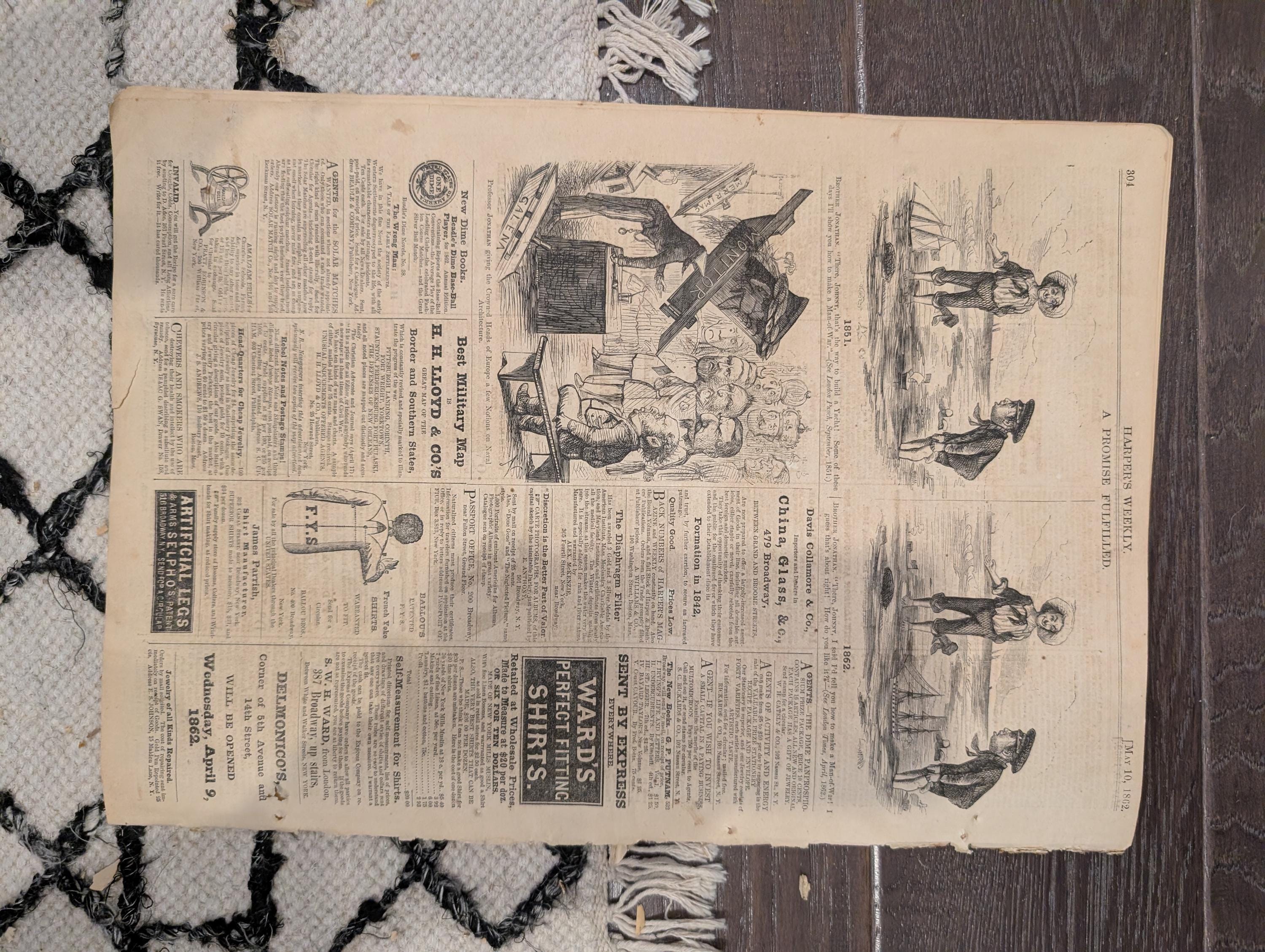Harper’s Weekly – May 10, 1862 – War on the Mississippi • Capture of New Orleans • Massive Mississippi Map • Yorktown Centerfold