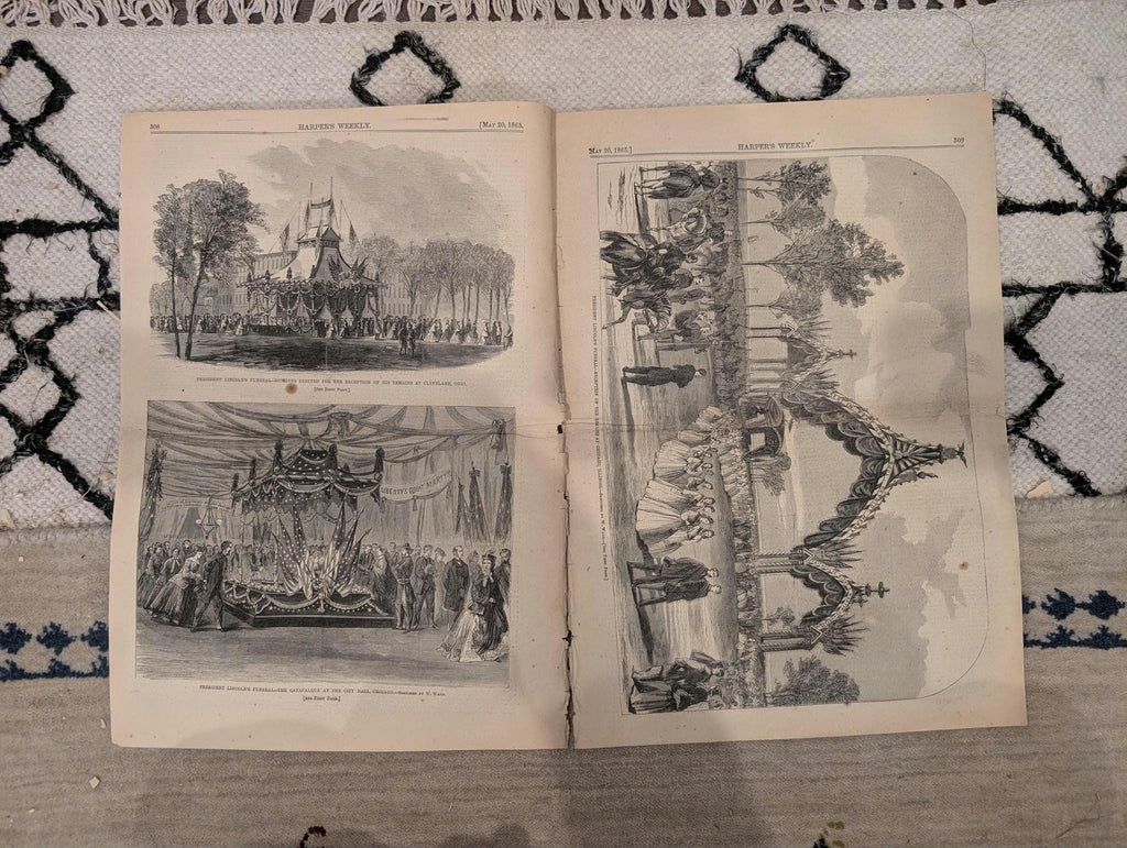 1865 Lincoln Funeral Chicago Harper's Weekly May 20 Garrett's Barn Sultana