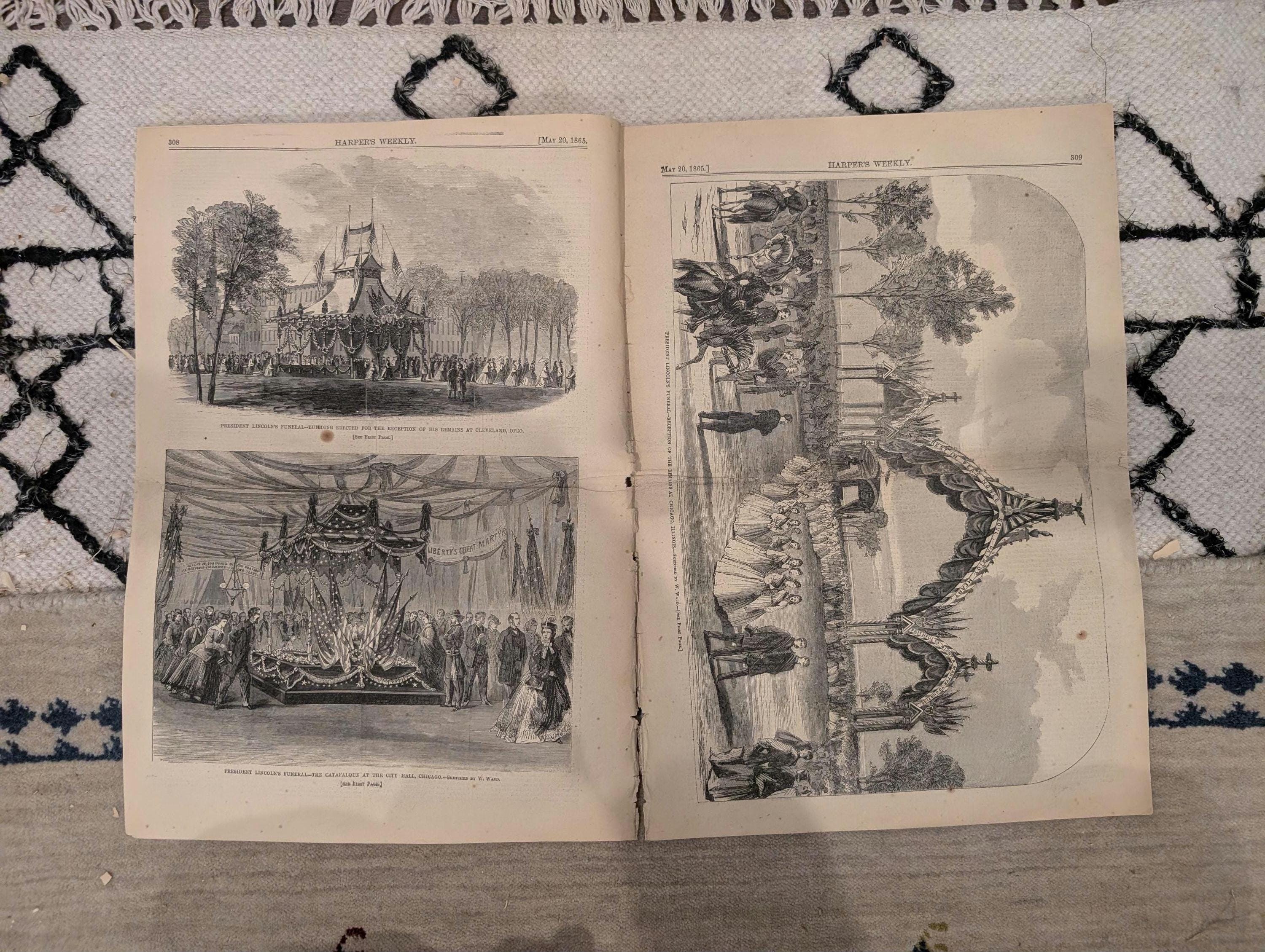 1865 Lincoln Funeral Chicago Harper's Weekly May 20 Garrett's Barn Sultana