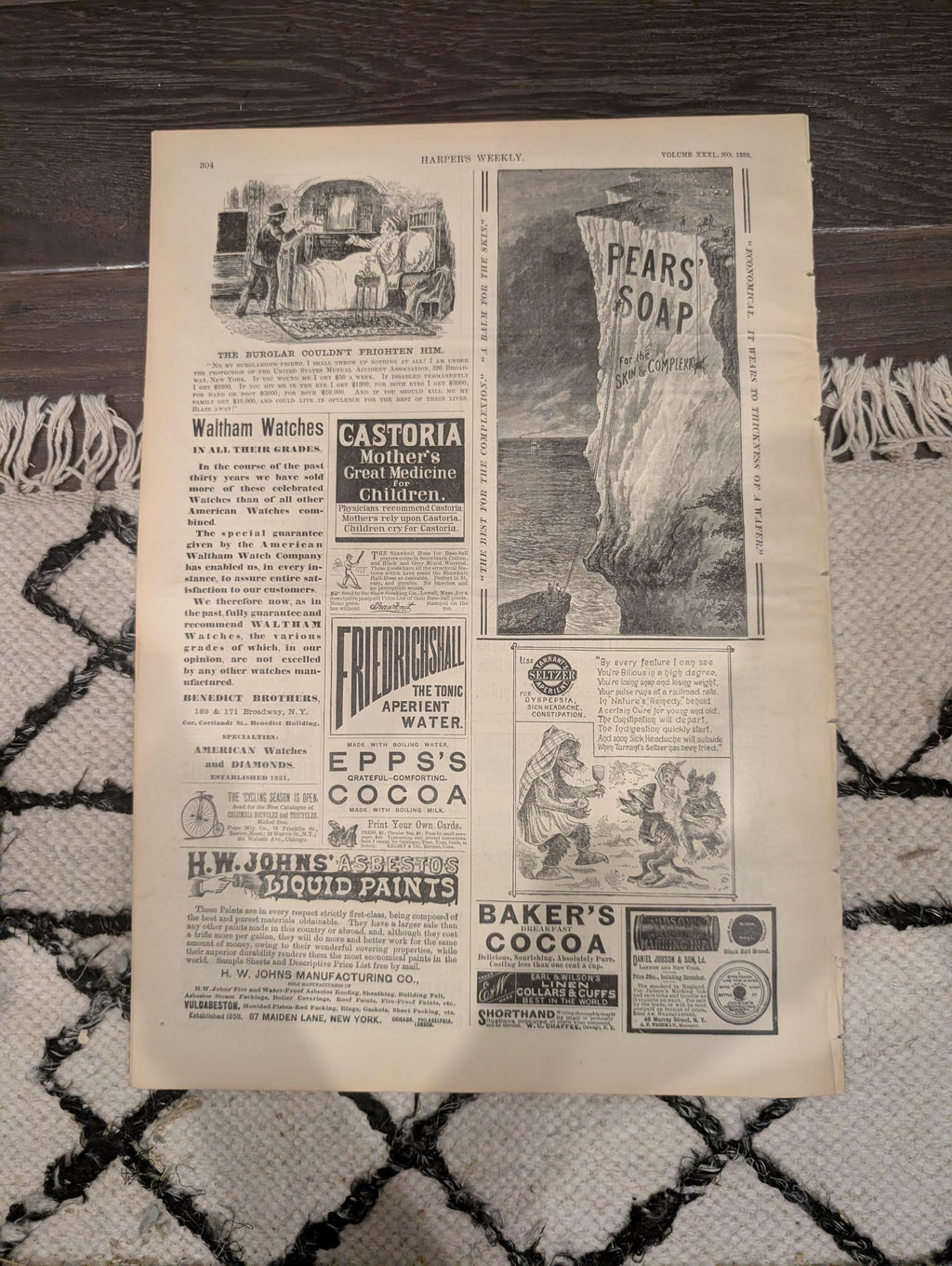 Harper’s Weekly April 23 1887 – Prairie Letter-Box, Denver Centerfold, Remington, Whitman, St. Augustine Fire