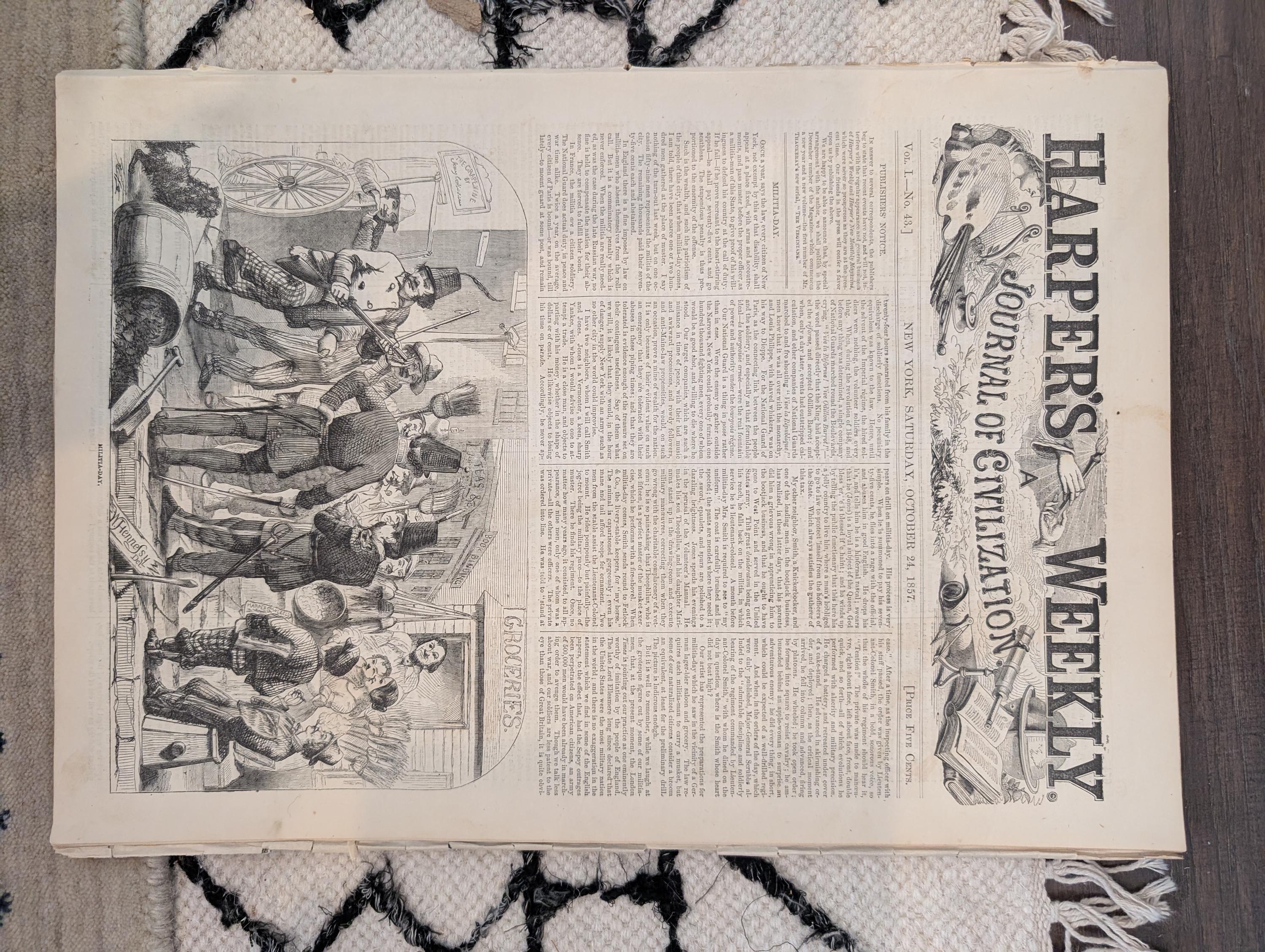1857 George Washington Harper's Weekly October 24 Paul Morphy India Map