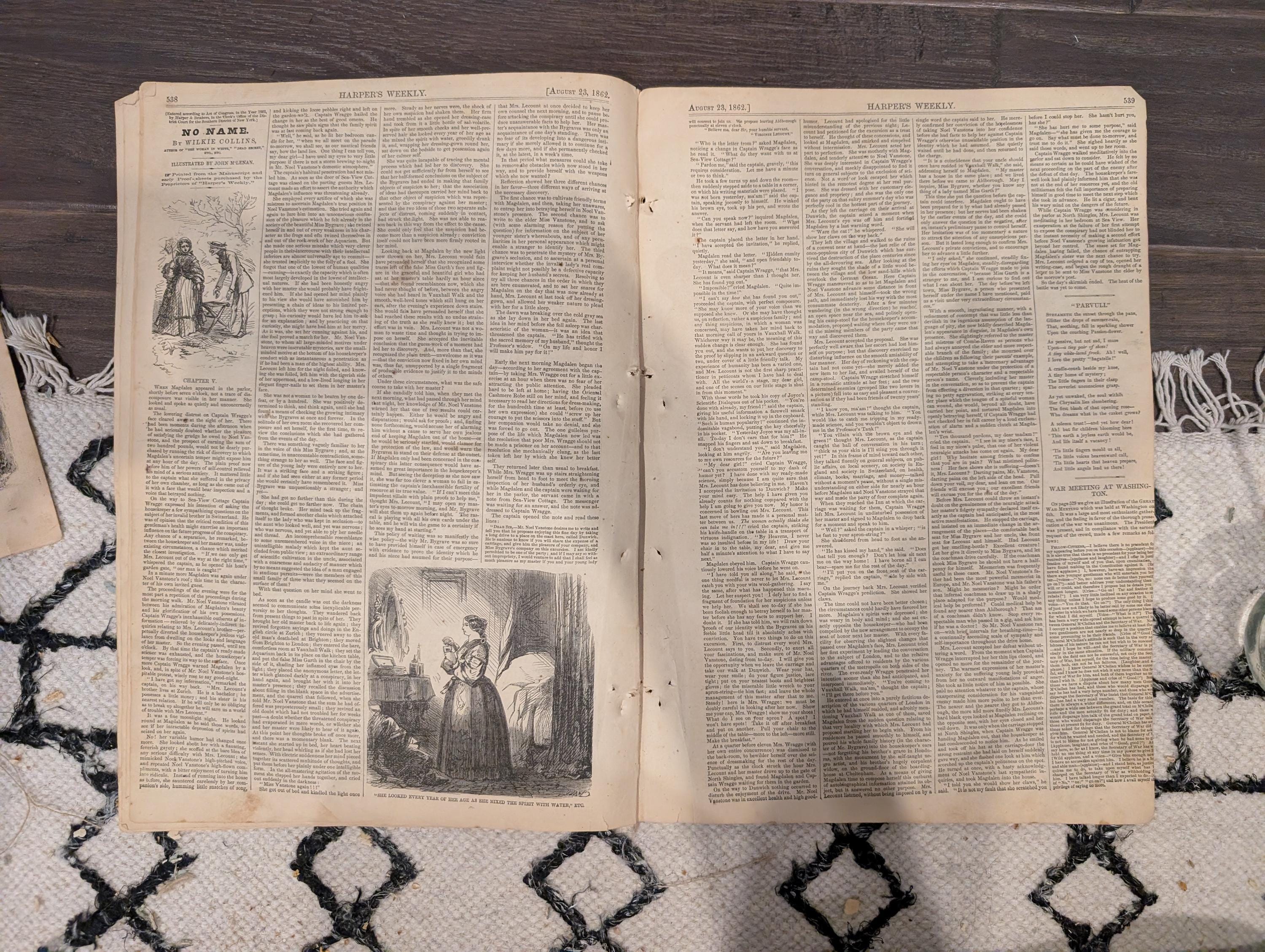 Harper’s Weekly August 23 1862 Civil War Capitol War Meeting Ironclads Harrison’s Landing Newspaper