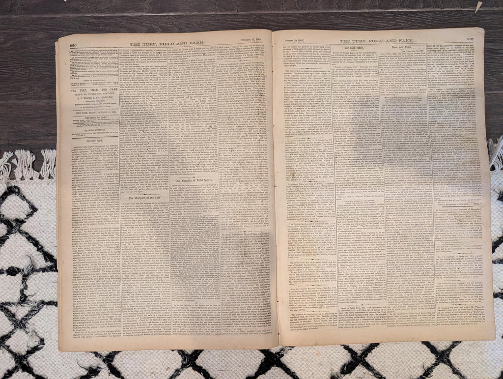 1869 Turf Field and Farm — Jerome Park Races, Guelph Canada, Chess, Baseball, Oct 29