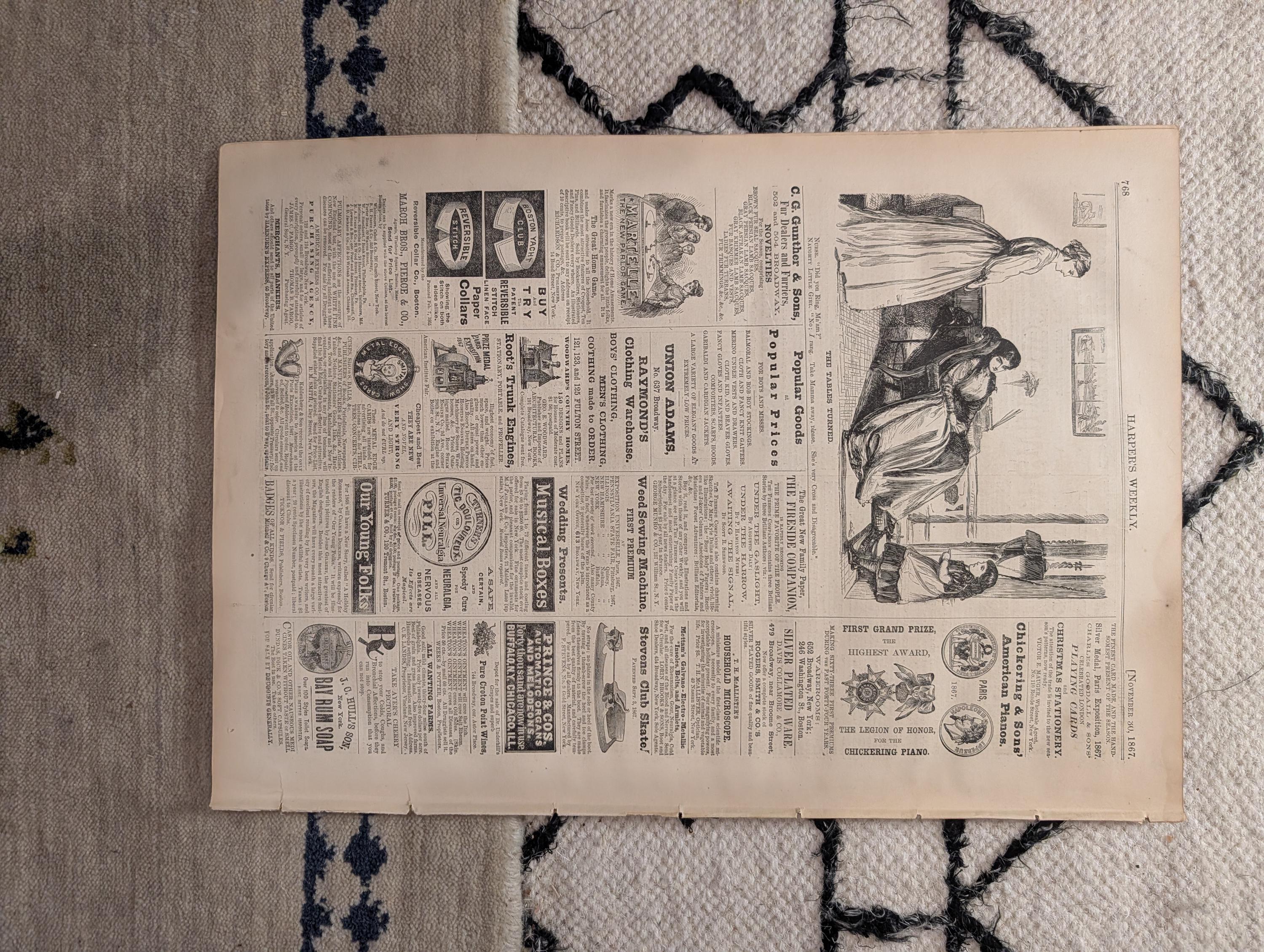 1867 Charles Dickens Portrait, Two Thanksgiving Prints, Grant — Nov 30