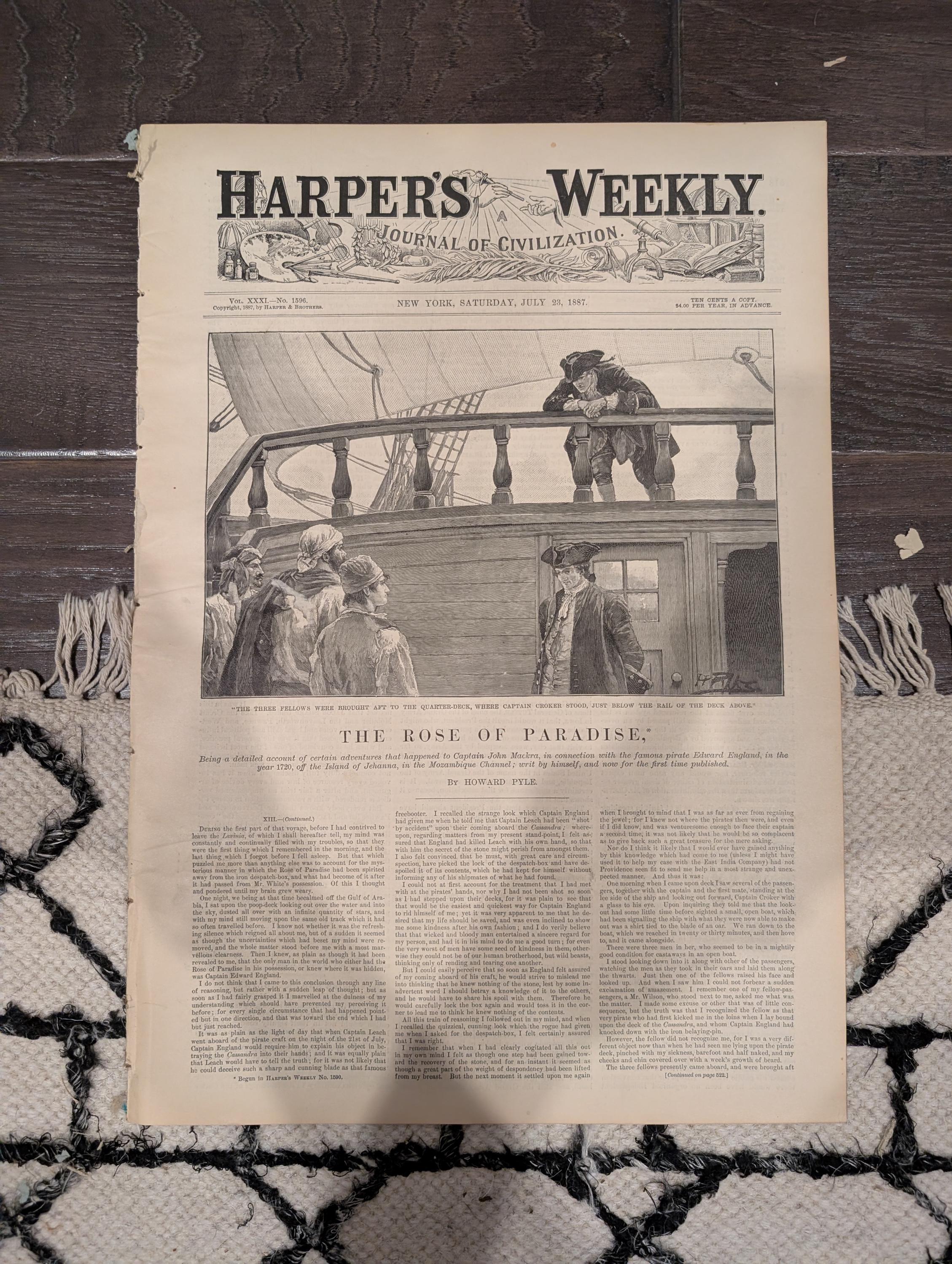 Harper’s Weekly July 23, 1887 – Lincoln Park, Blackfeet Indians, Manitou Colorado, Tenements, Racehorse Hanover – Complete Issue