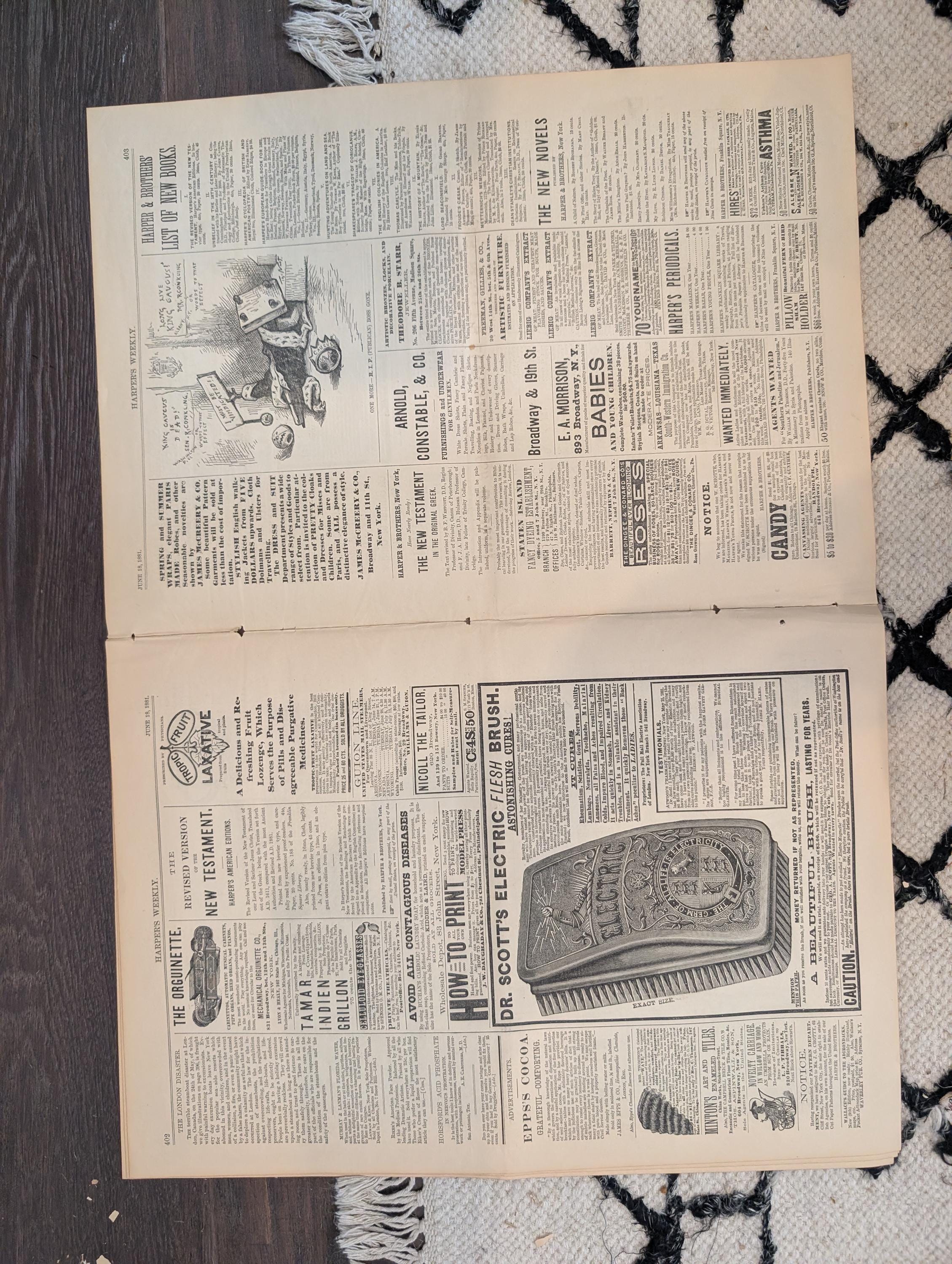 1881 Ohio River Paddlewheeler, Victoria Steamboat Wreck, Bicycle Parade, Nast — Jun 18
