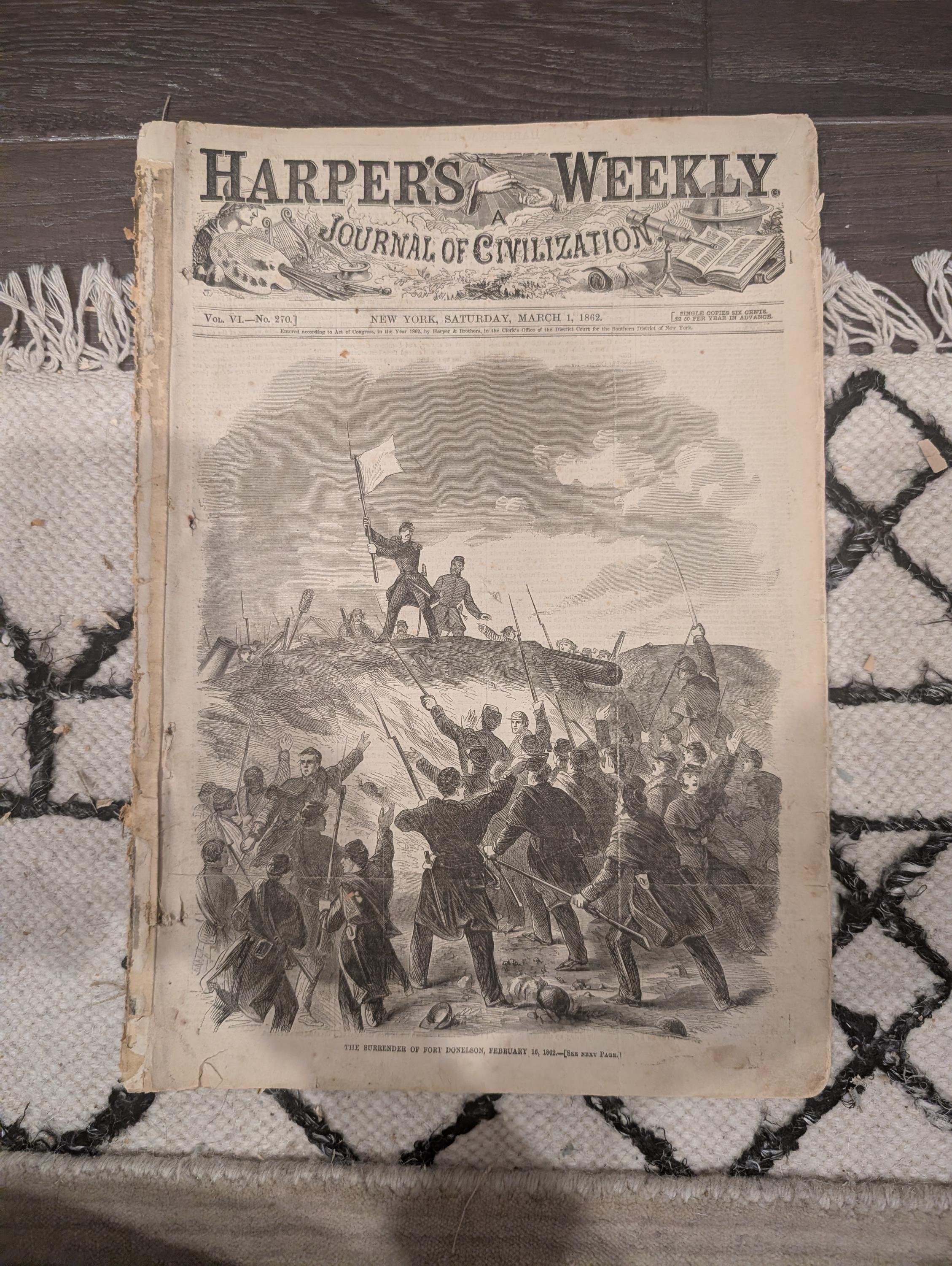 Harper’s Weekly – March 1, 1862 | Civil War: Fort Donelson, Roanoke Island, Savannah River, Kentucky, NC