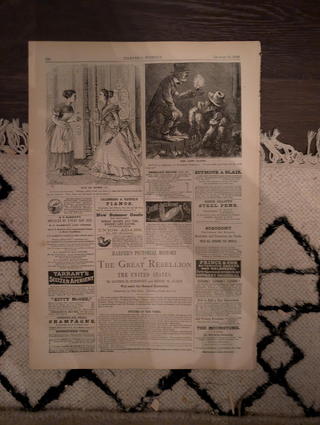 Harper’s Weekly August 15 1868 Thomas Nast Reconstruction Castle Garden Maryland Flood Zouaves Virginia Hunting