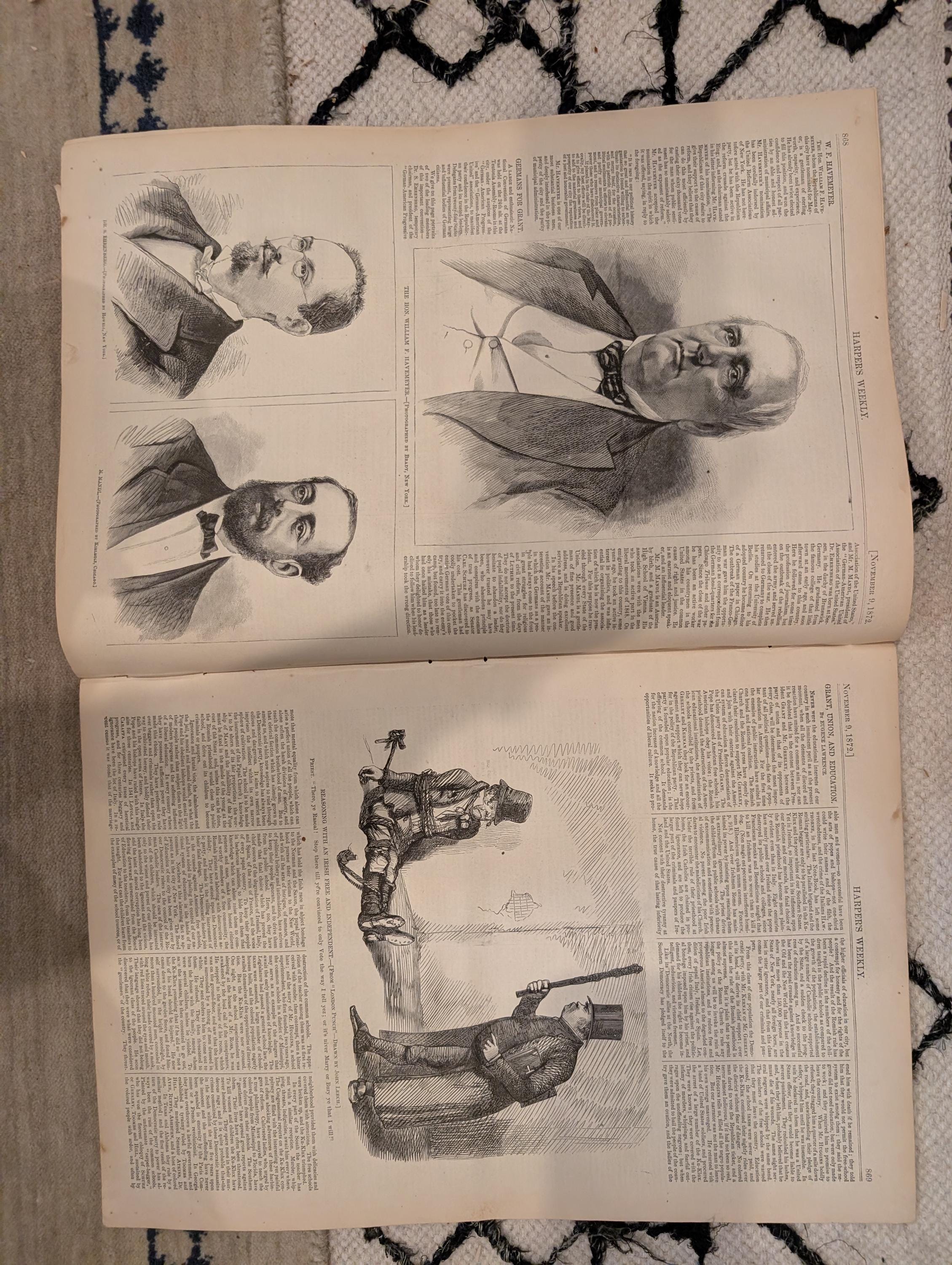 1872 Nast Ship of State Harper's Weekly Nov 09 Election Centerfold