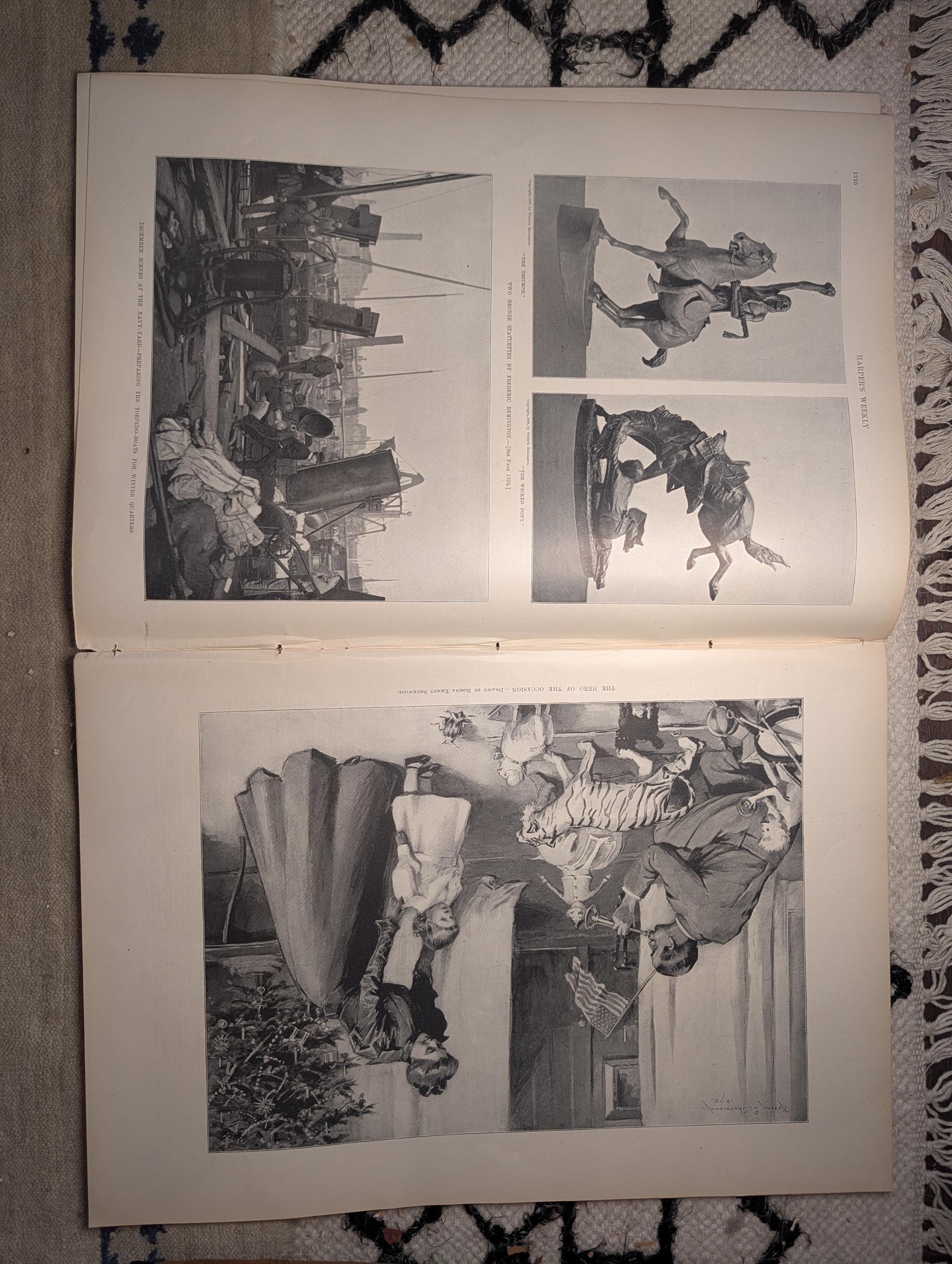 1898 Remington Bronze Statuettes, Christmas Klondike & West Point, Puerto Rico Cockfight — Dec 17